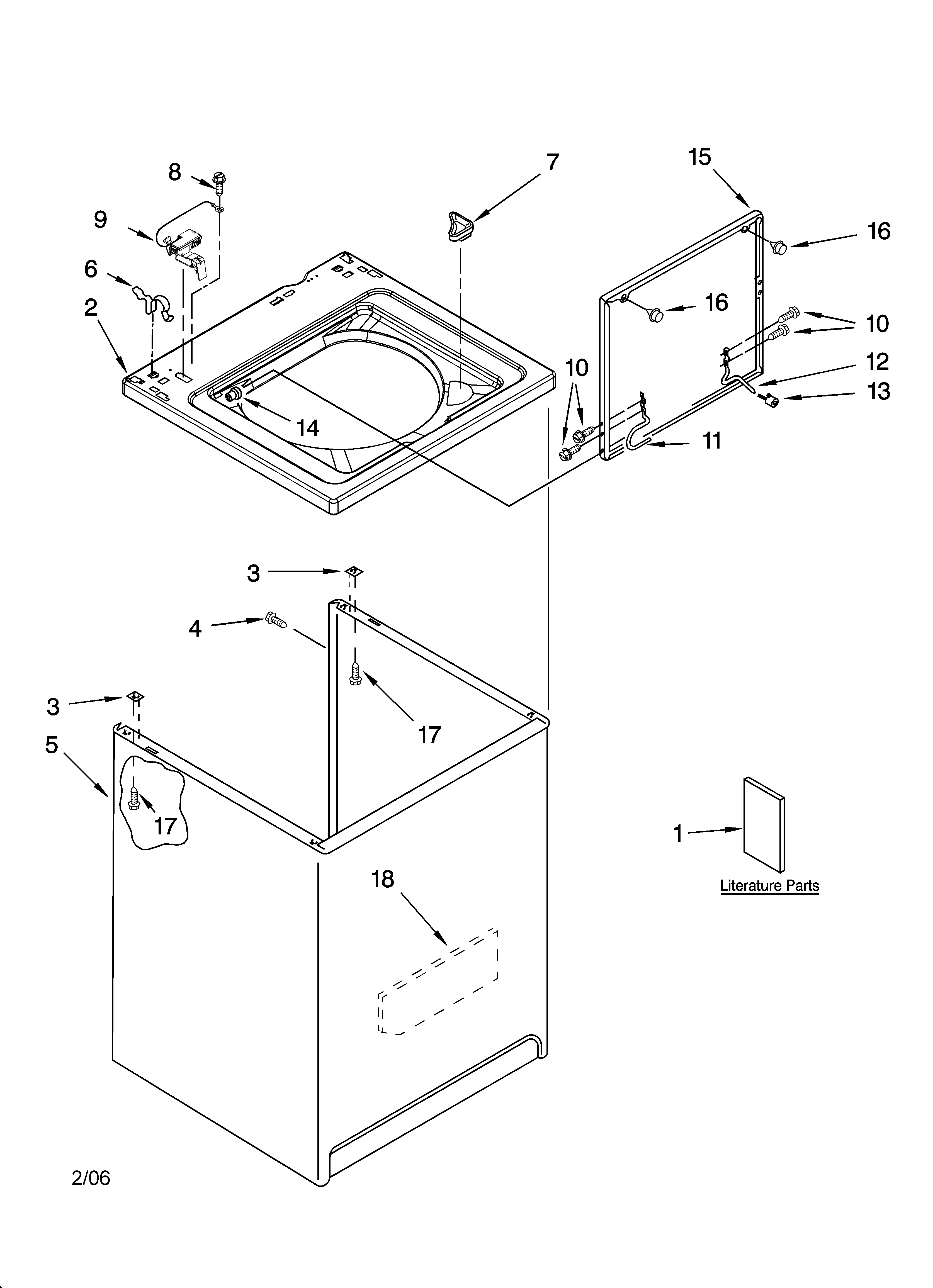 Kenmore 11026752503 top and cabinet parts diagram