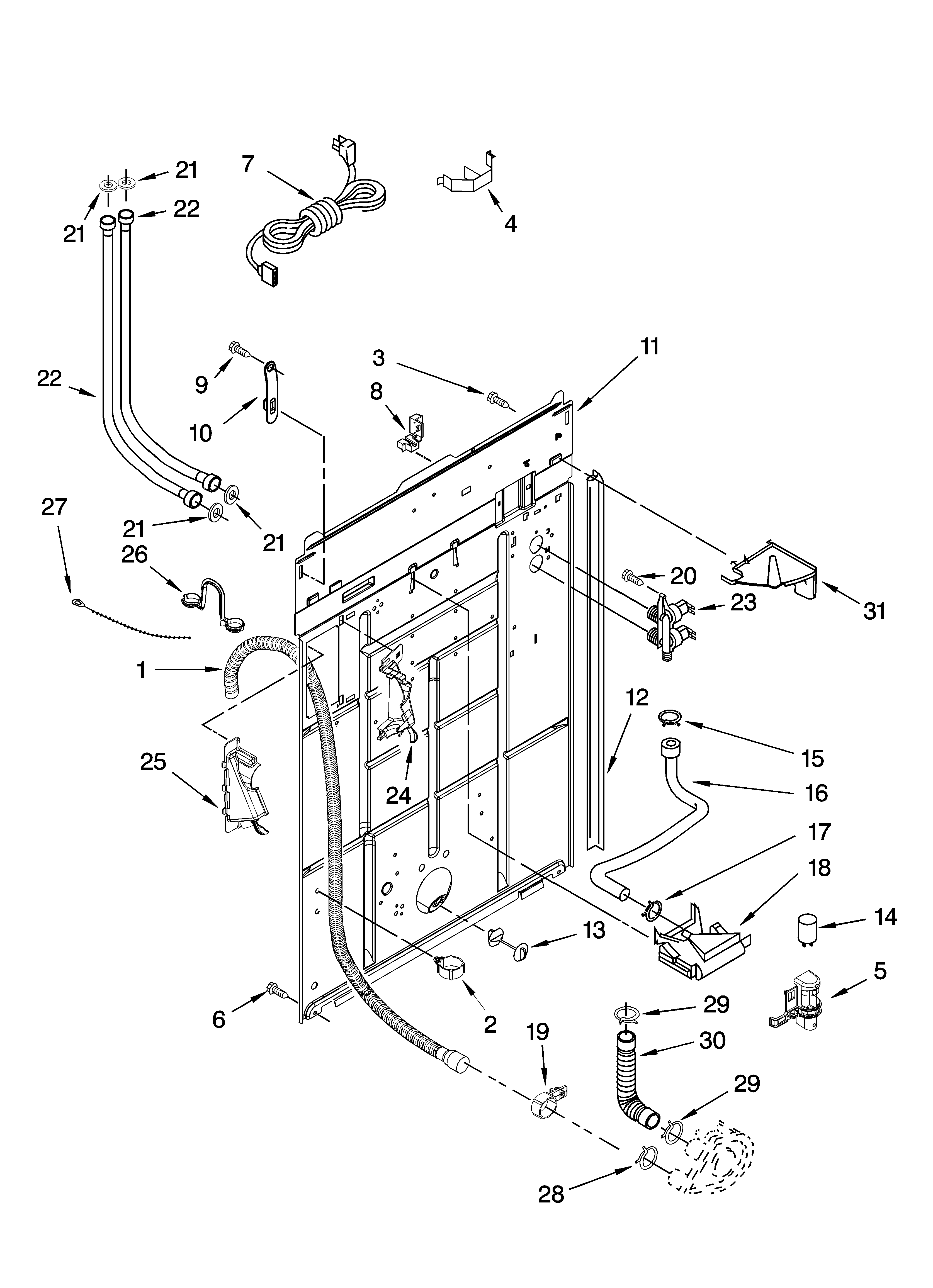 Kenmore 11026852504 rear panel parts diagram