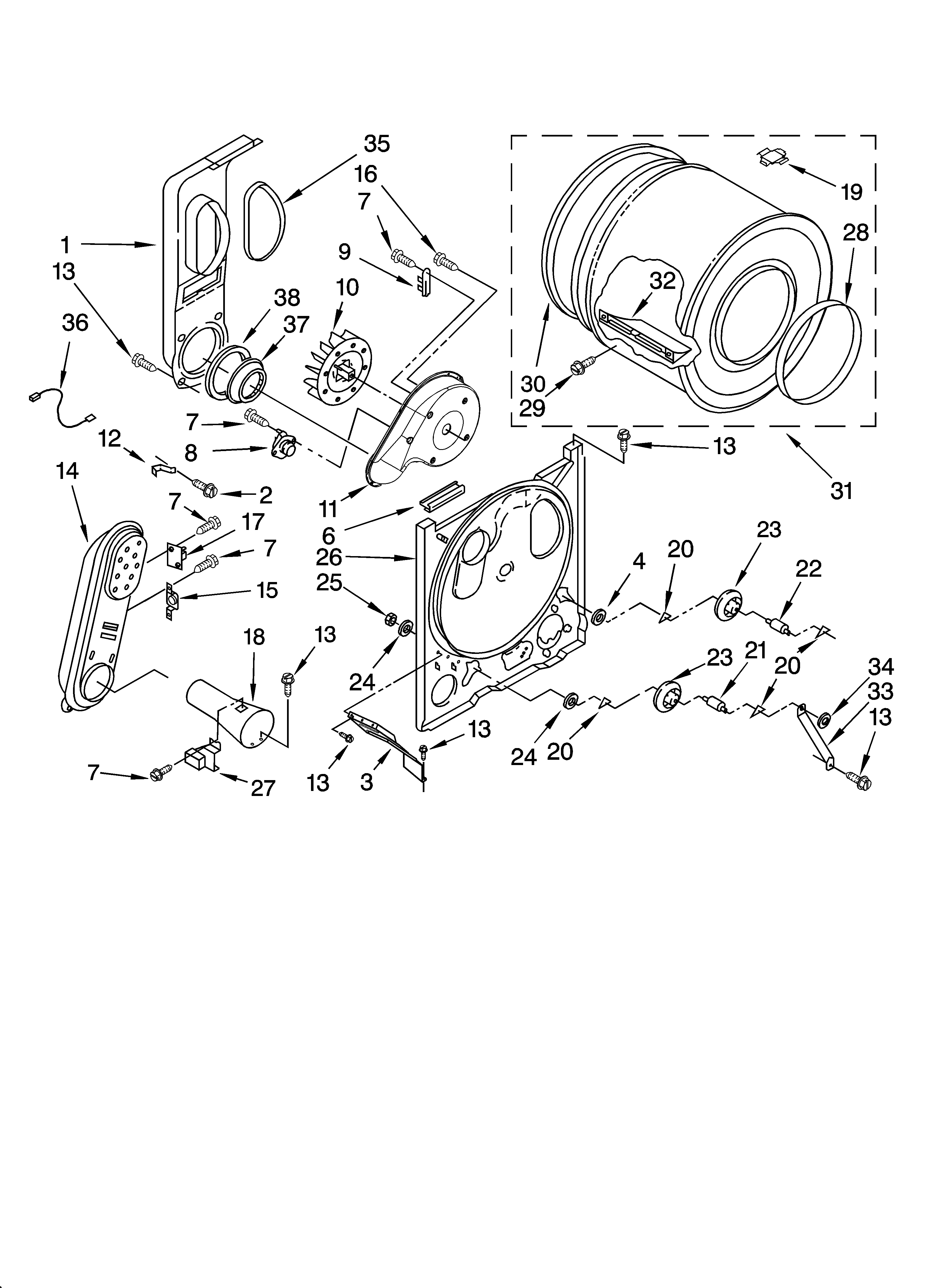 Kenmore 11076522501 bulkhead parts, optional parts (not included) diagram
