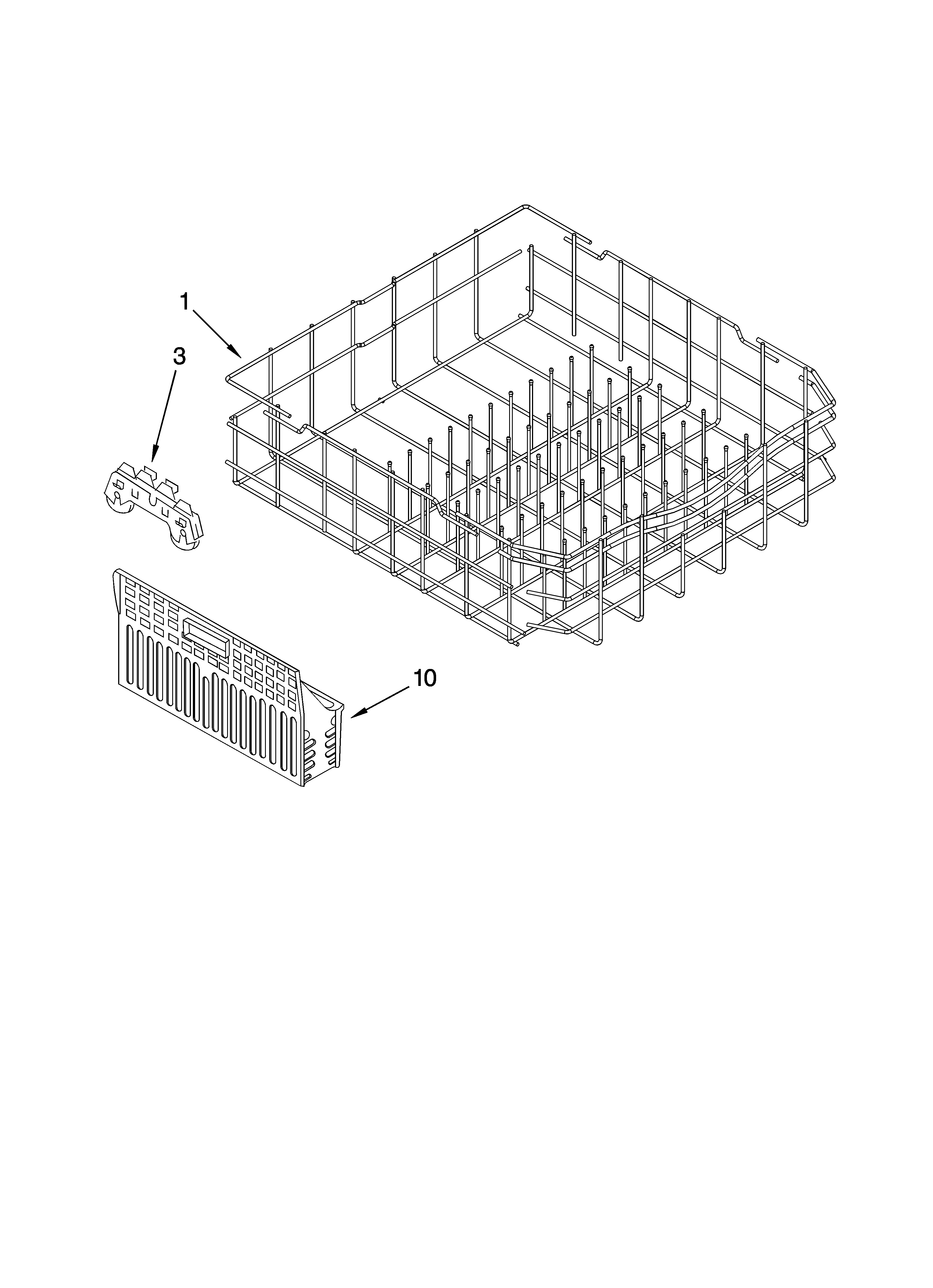 Kenmore 66517019403 lower rack parts, optional parts (not included) diagram