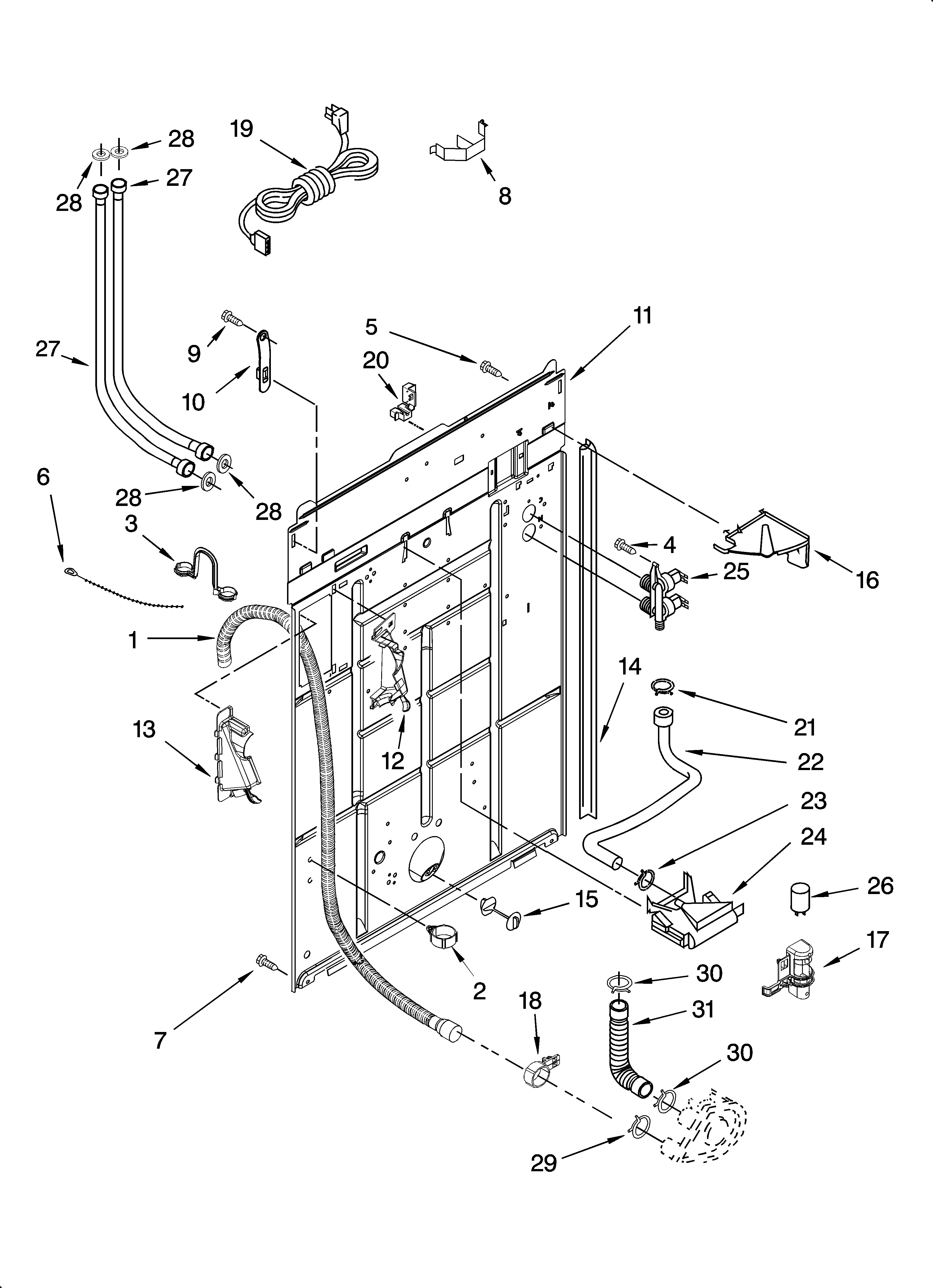 Kenmore Elite 11016964503 rear panel parts diagram