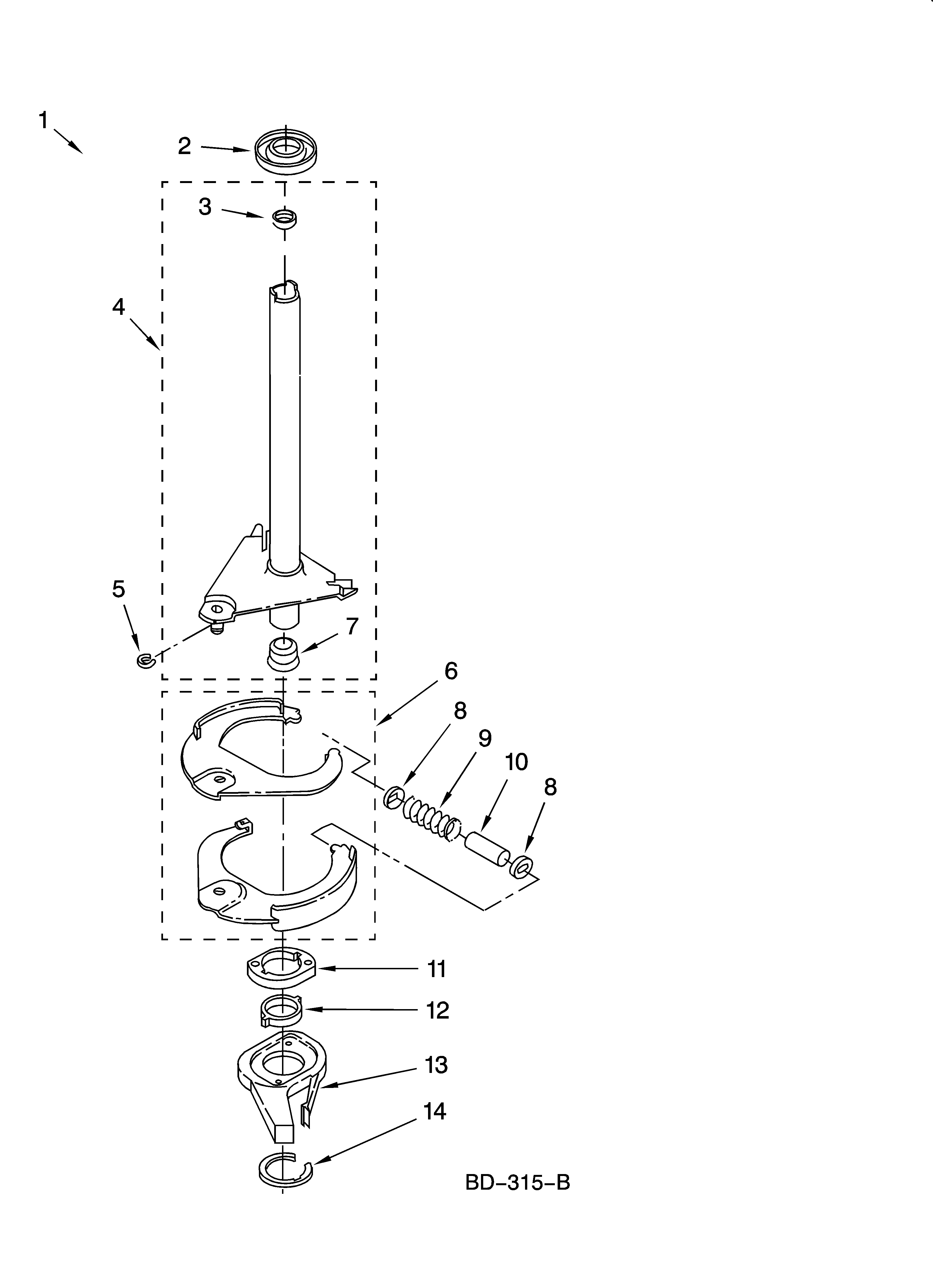 Kenmore Elite 11026924503 brake and drive tube parts diagram