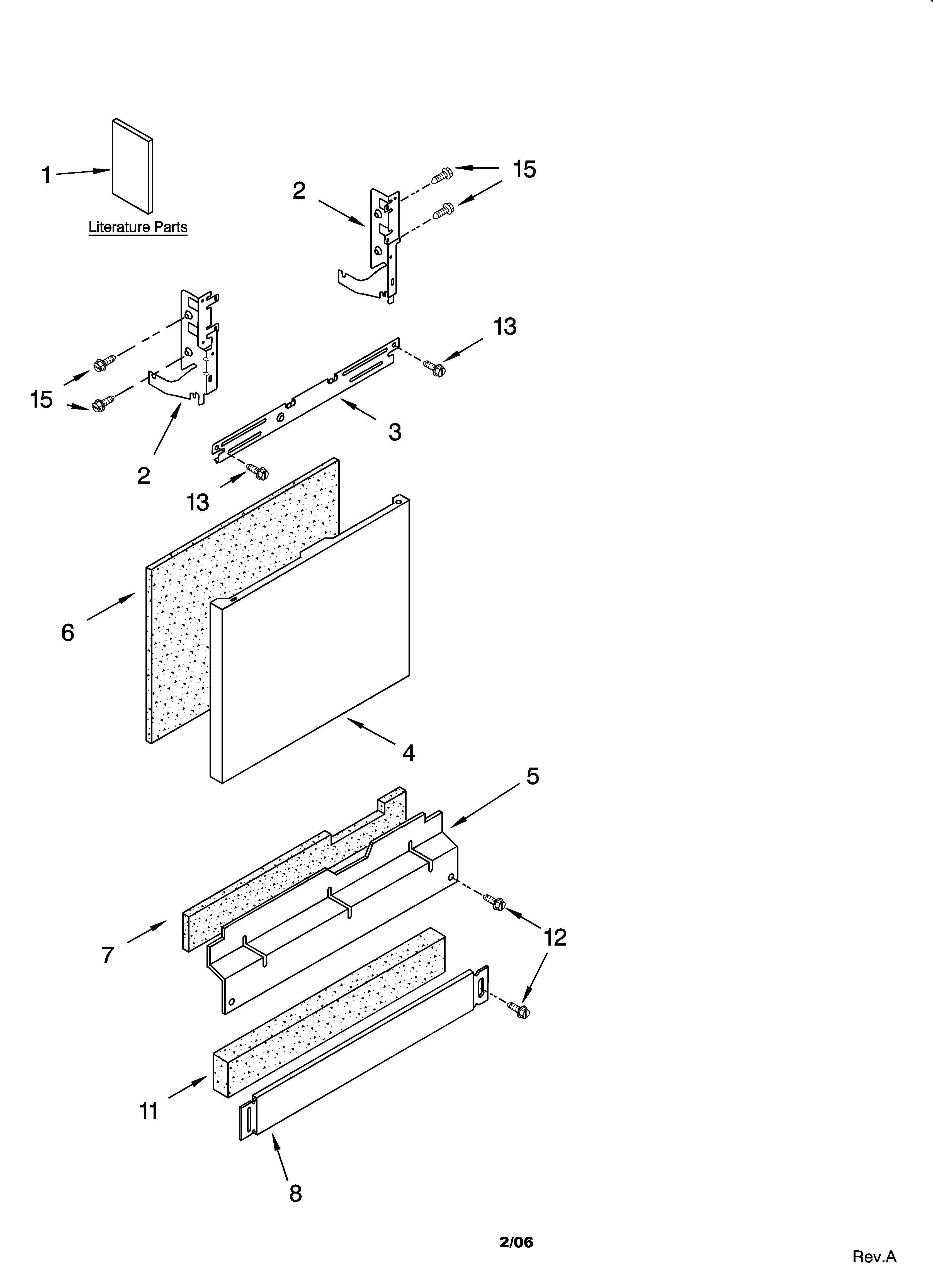 Kenmore Elite 66516264401 door and panel parts diagram