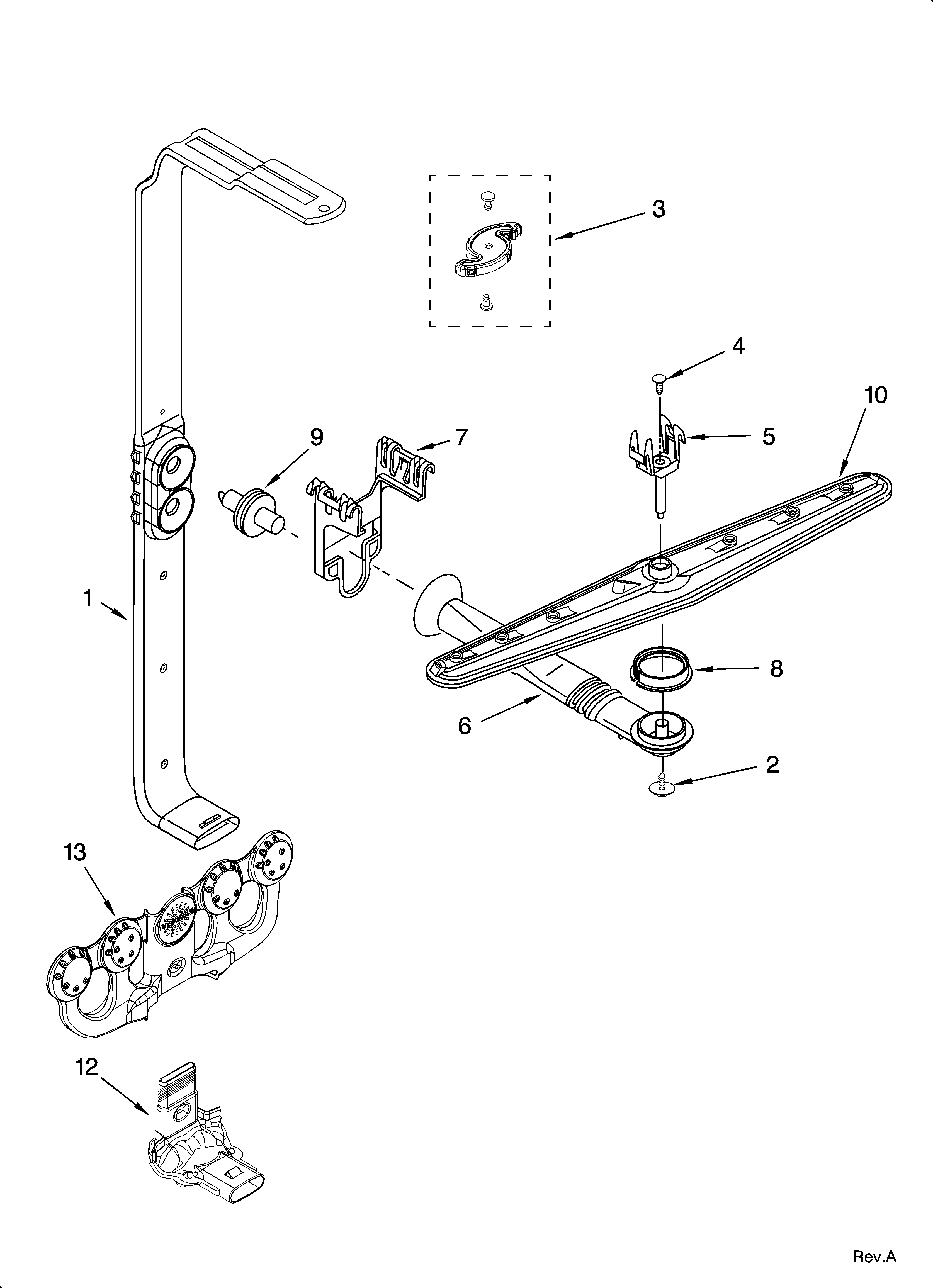 Kenmore Elite 66516264401 upper wash and rinse parts diagram