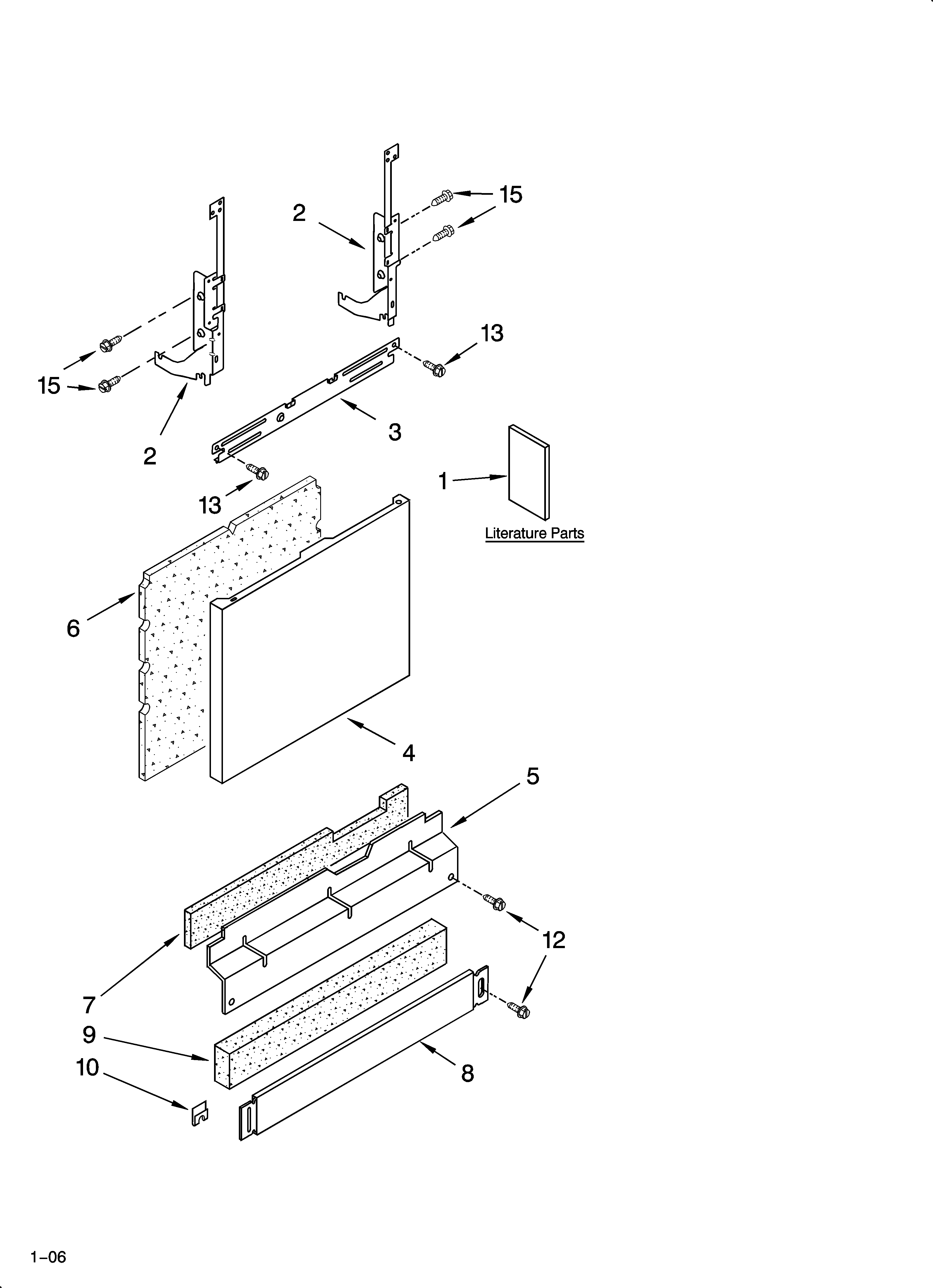 Kenmore Elite 66576962K600 door and panel parts diagram