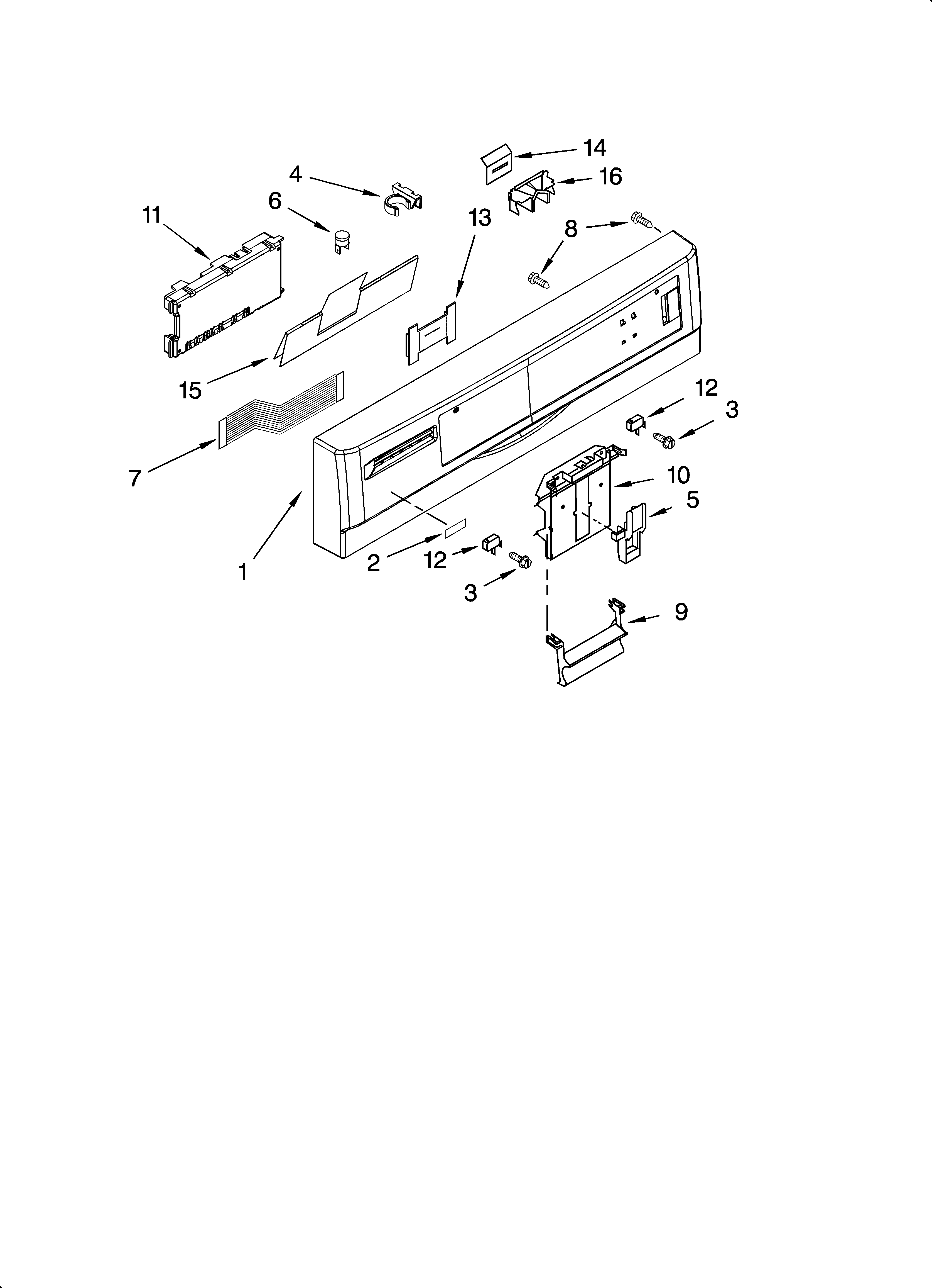Kenmore Elite 66576962K600 control panel parts diagram