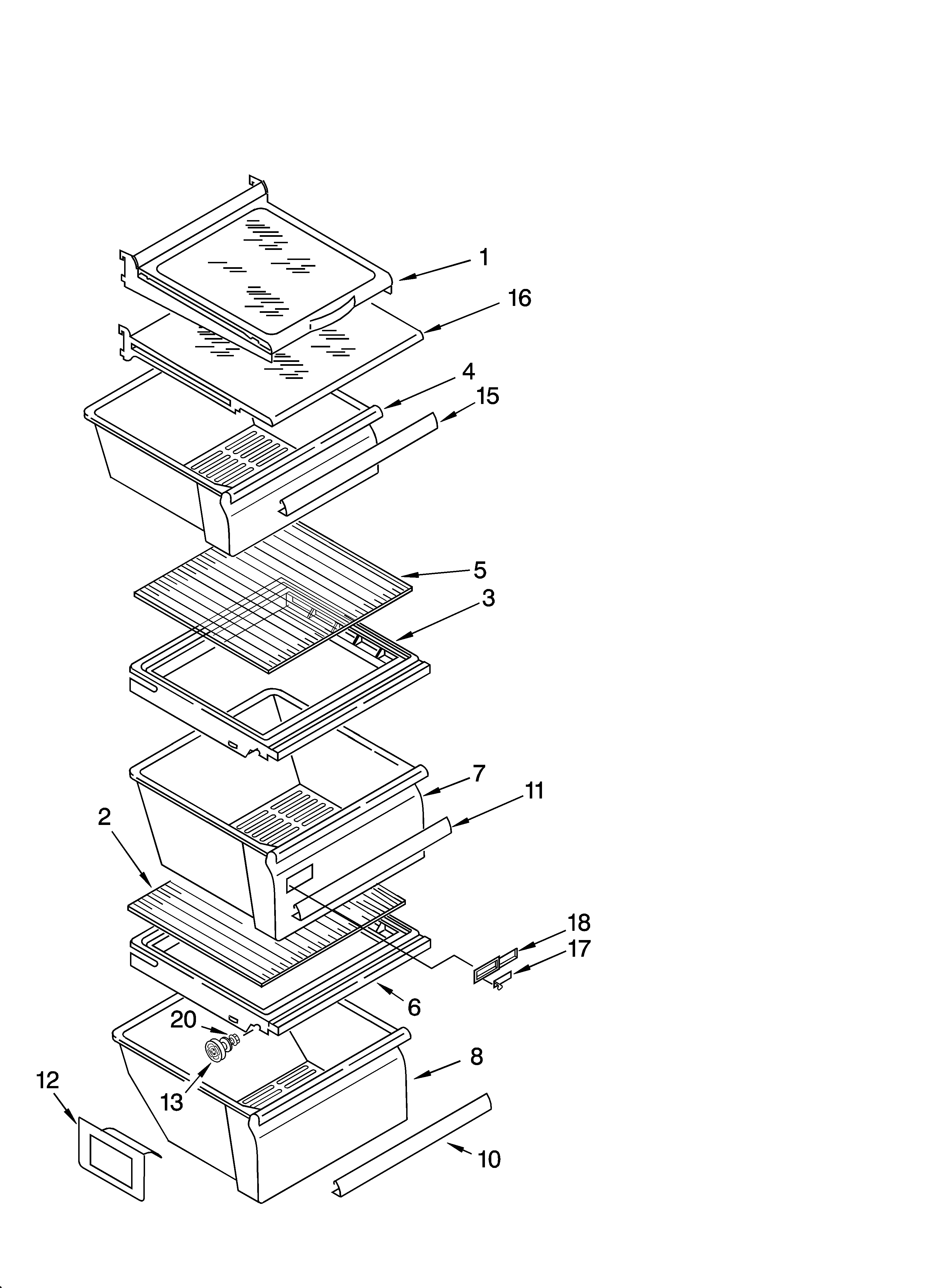 Kenmore 10644269600 refrigerator shelf parts diagram
