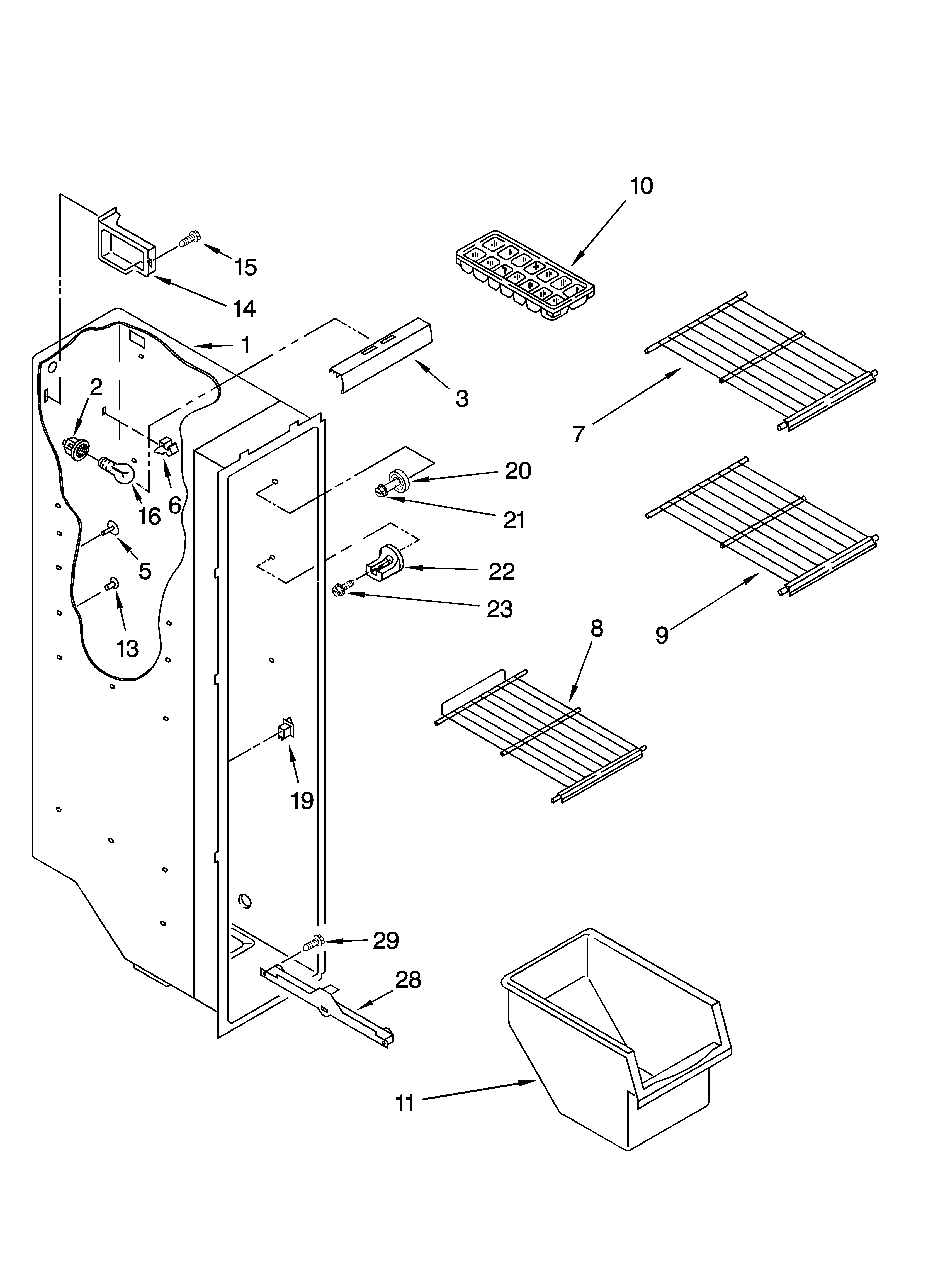 Kenmore 10644269600 freezer liner parts diagram
