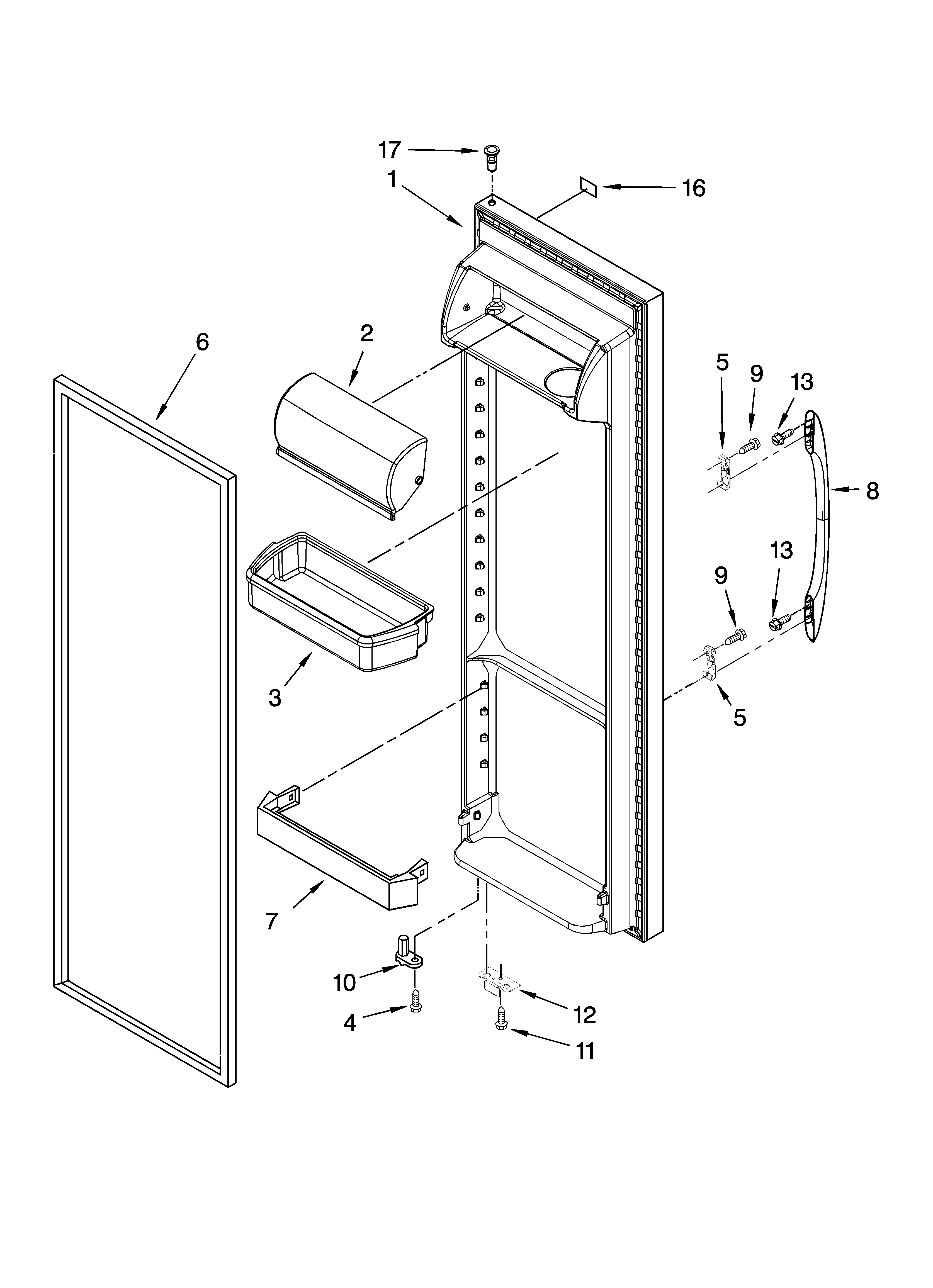 Kenmore 10644269600 refrigerator door parts diagram