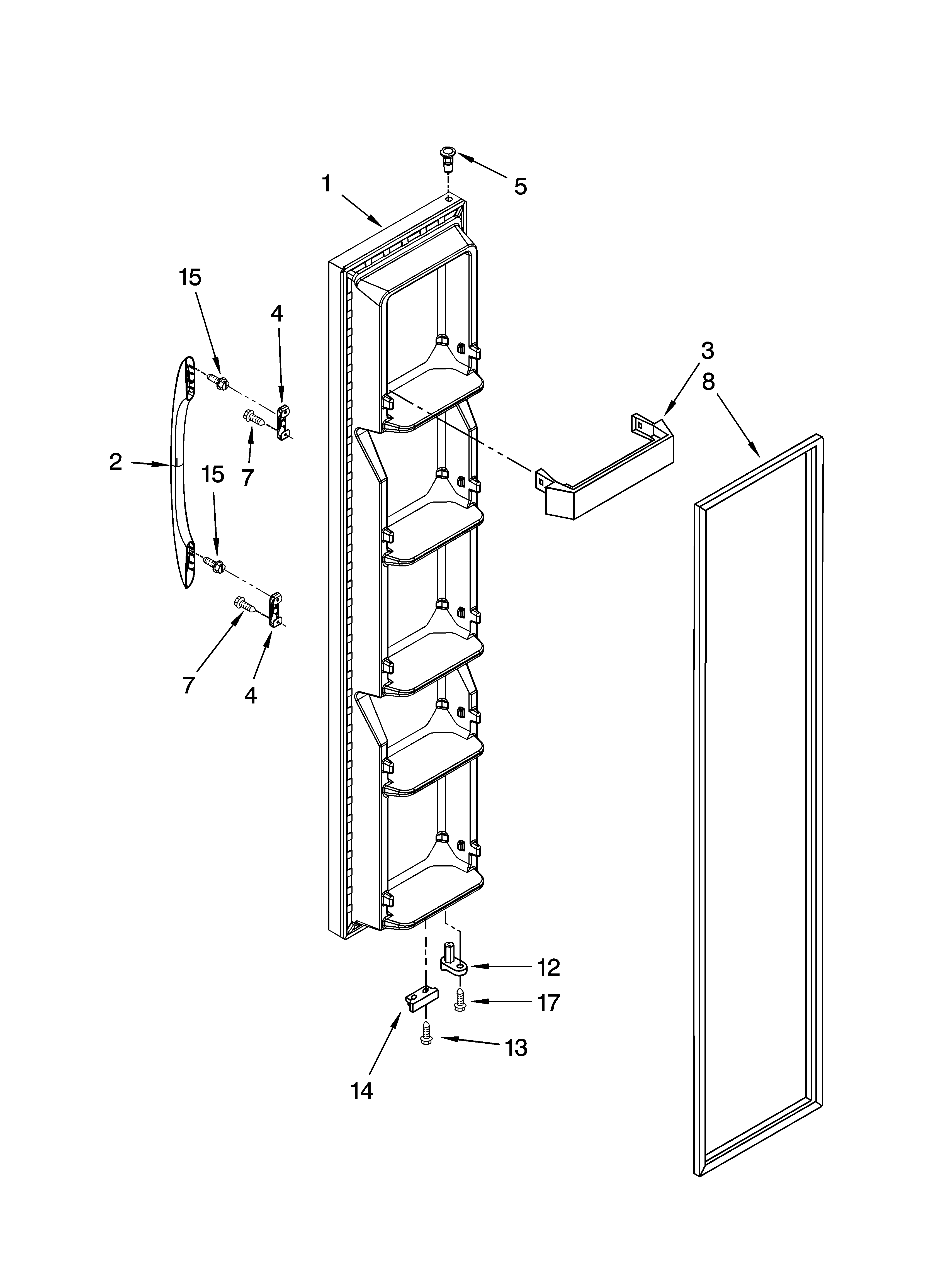 Kenmore 10644269600 freezer door parts diagram