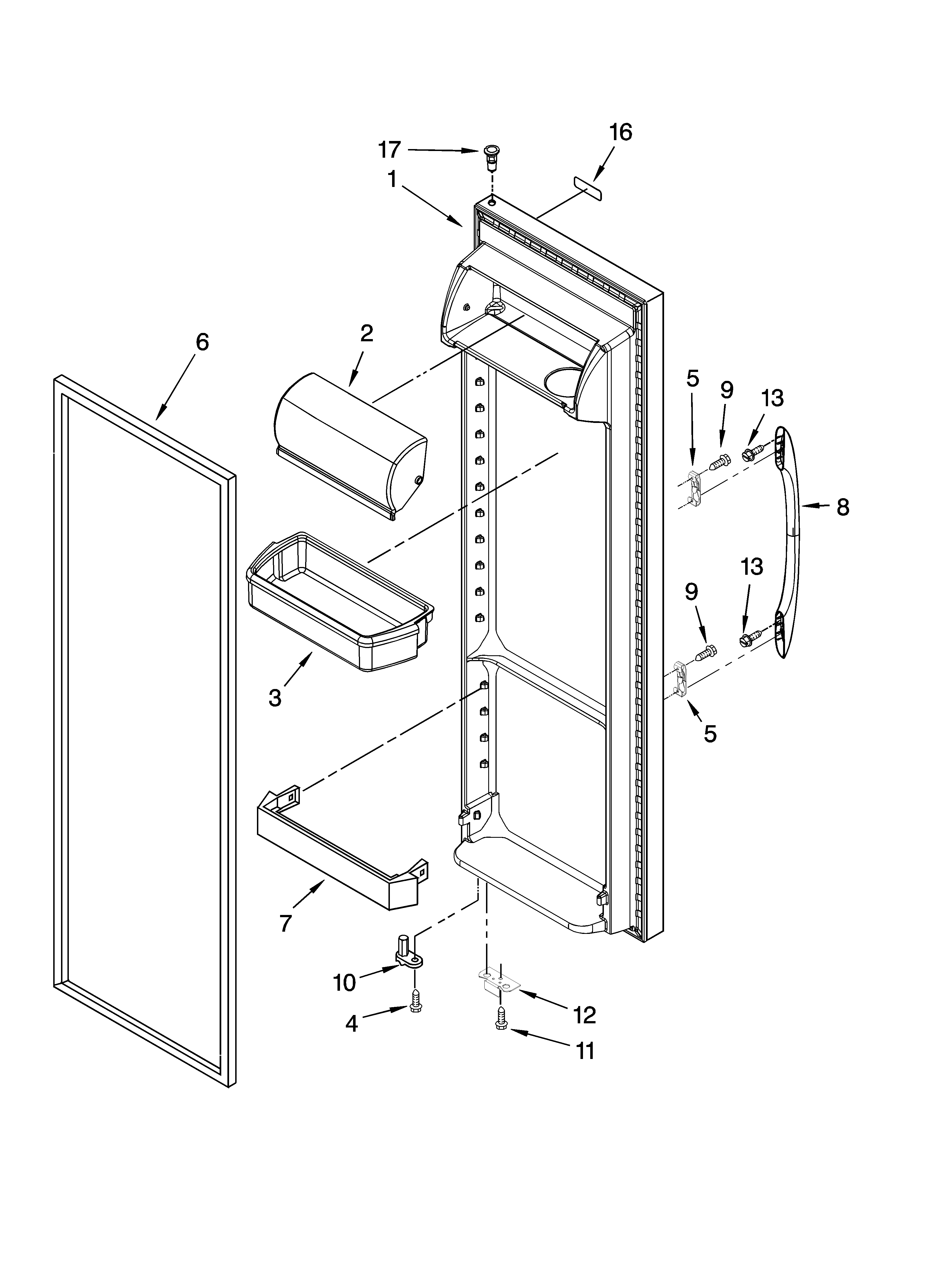 Kenmore 10644564600 refrigerator door parts diagram