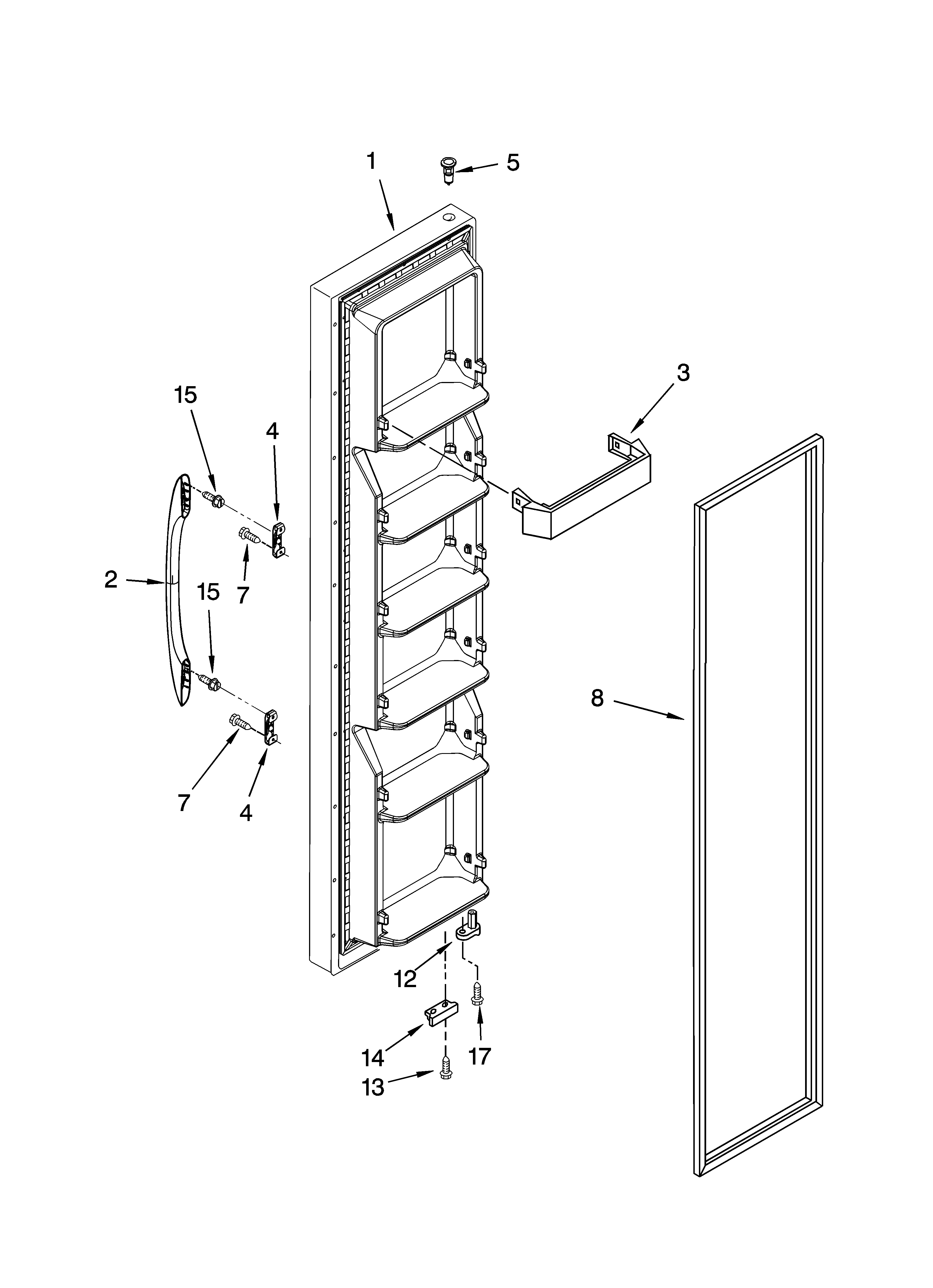 Kenmore 10644564600 freezer door parts diagram