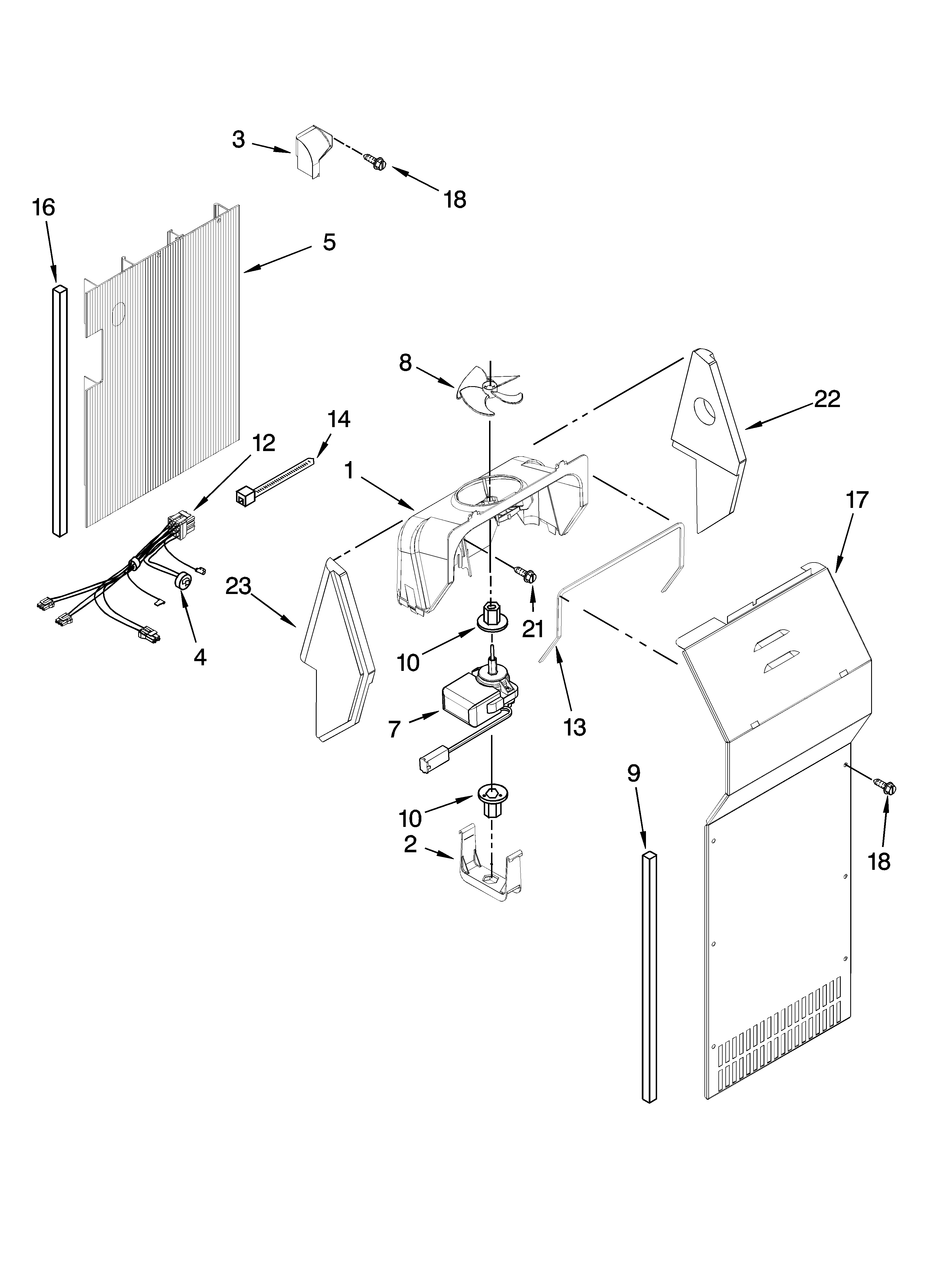 Kenmore 10644564600 air flow parts diagram