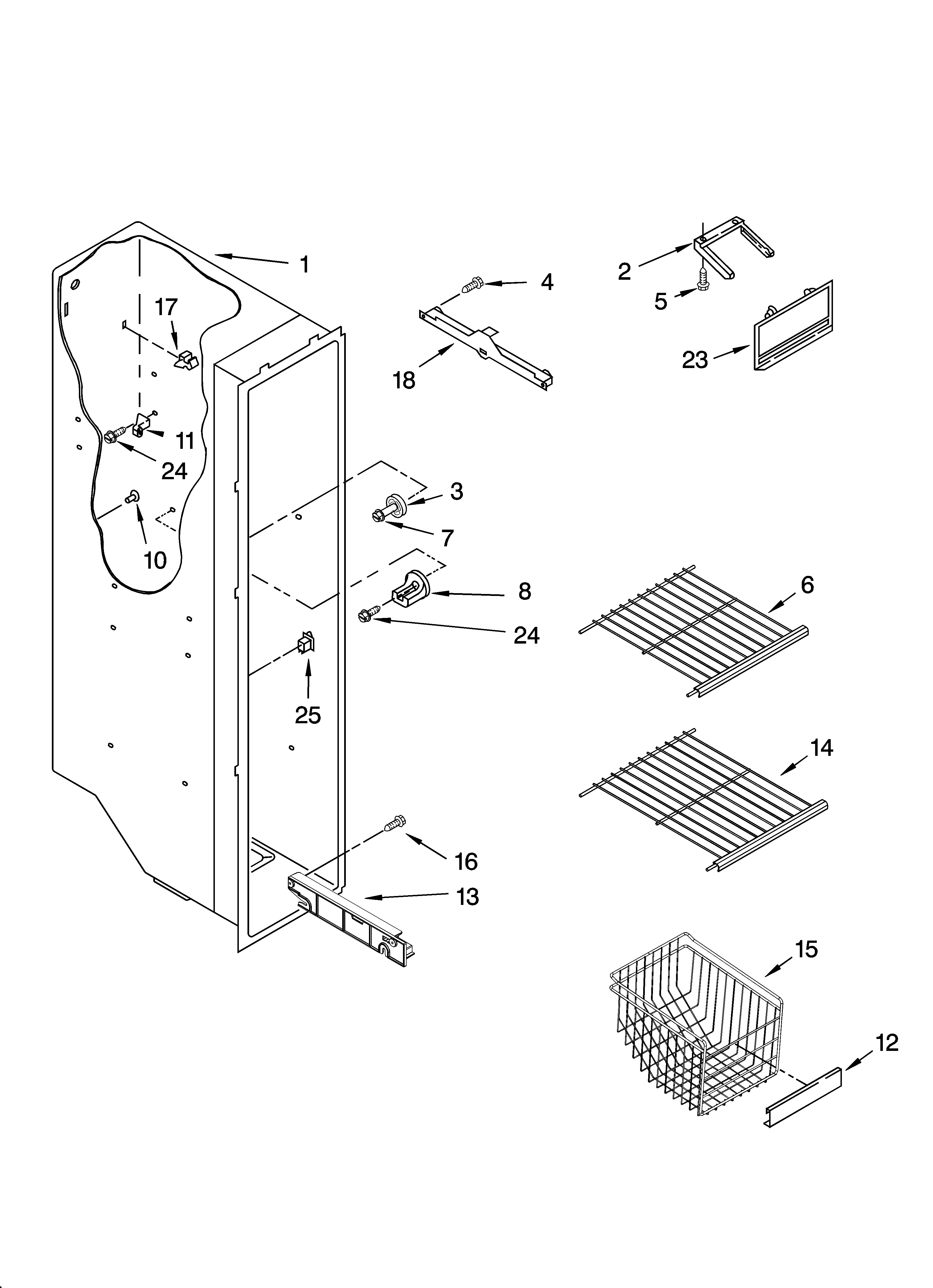Kenmore 10656793600 freezer liner parts diagram
