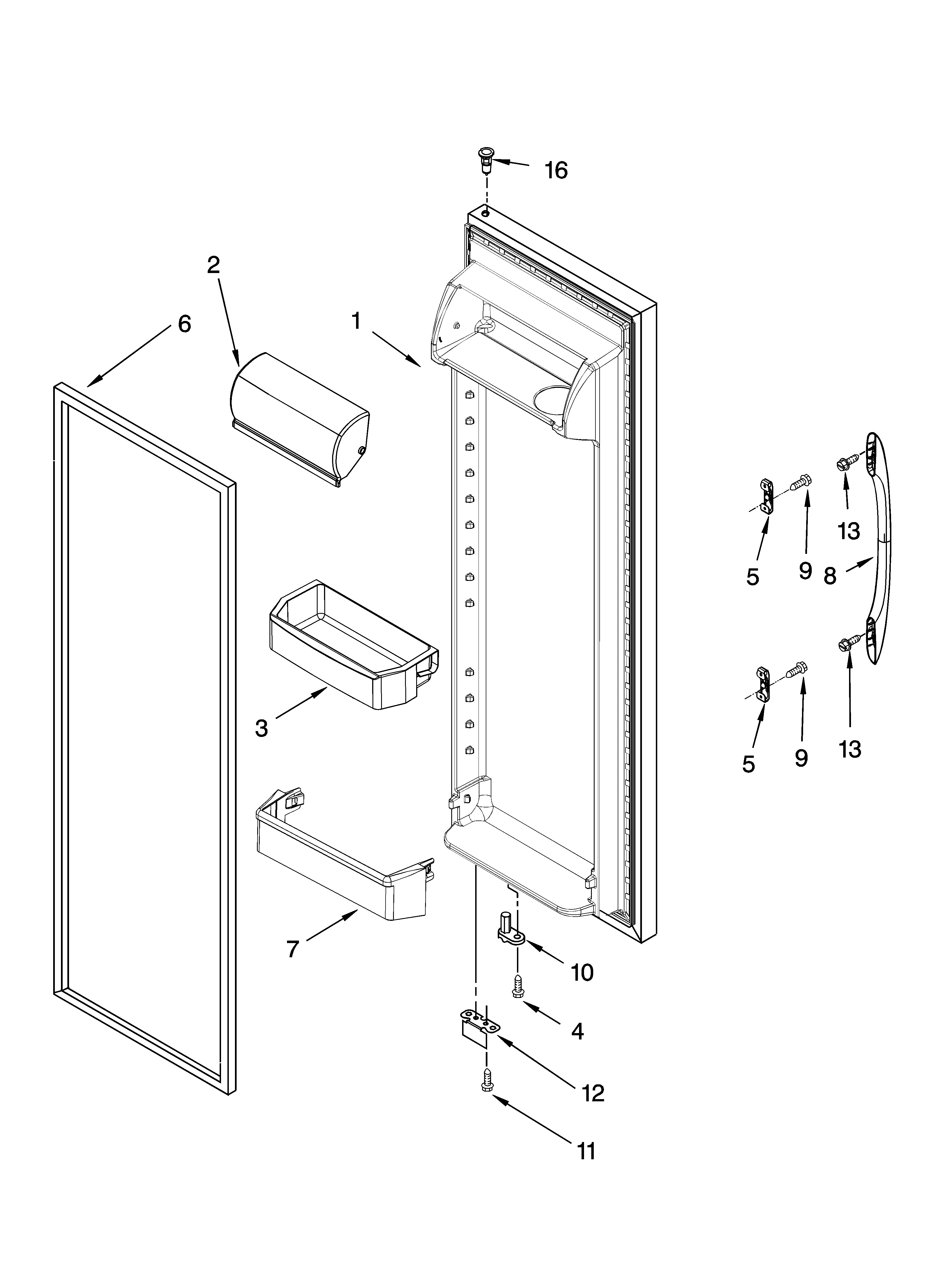 Kenmore 10656793600 refrigerator door parts diagram