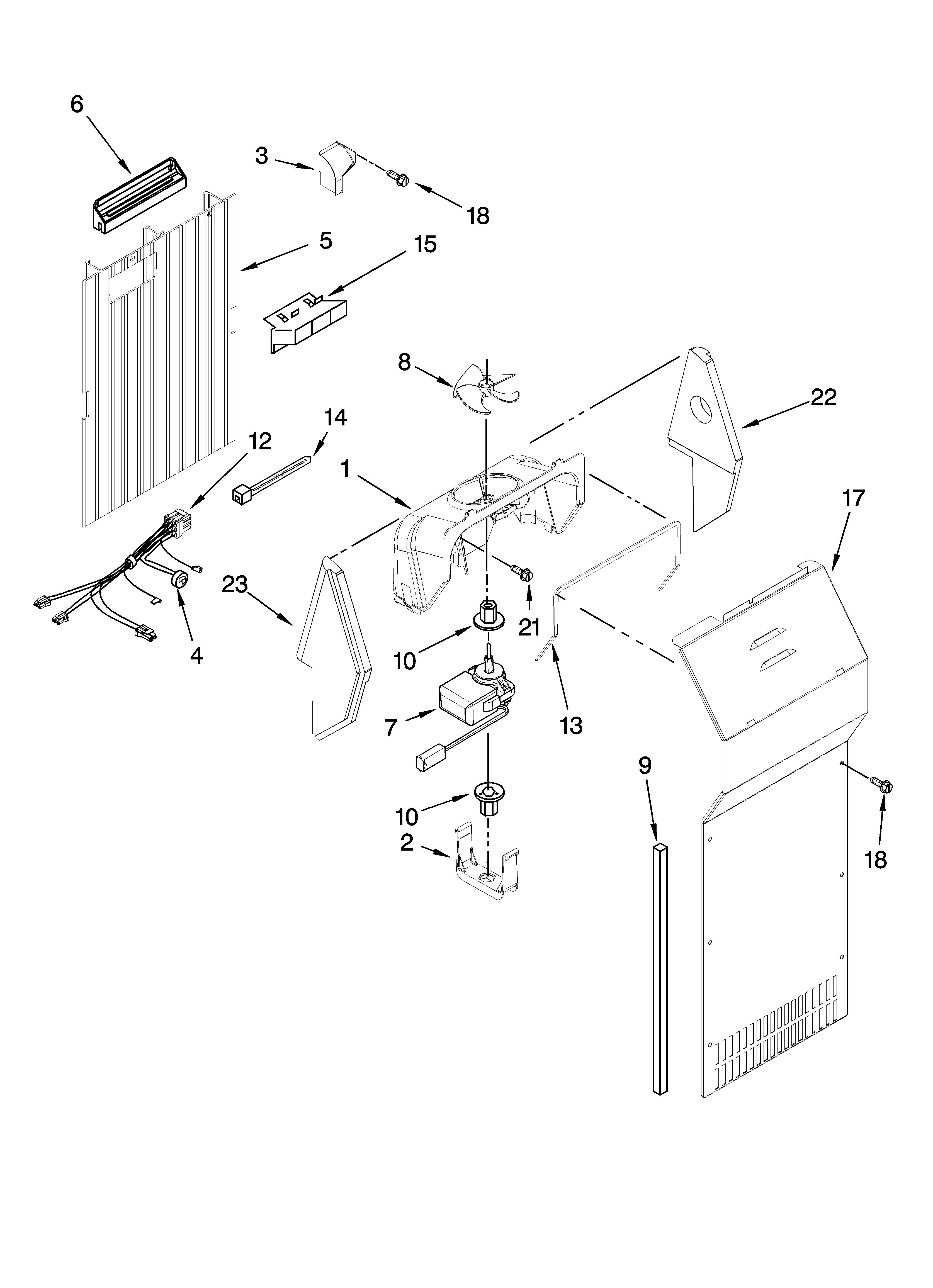 Kenmore 10656793600 air flow parts diagram