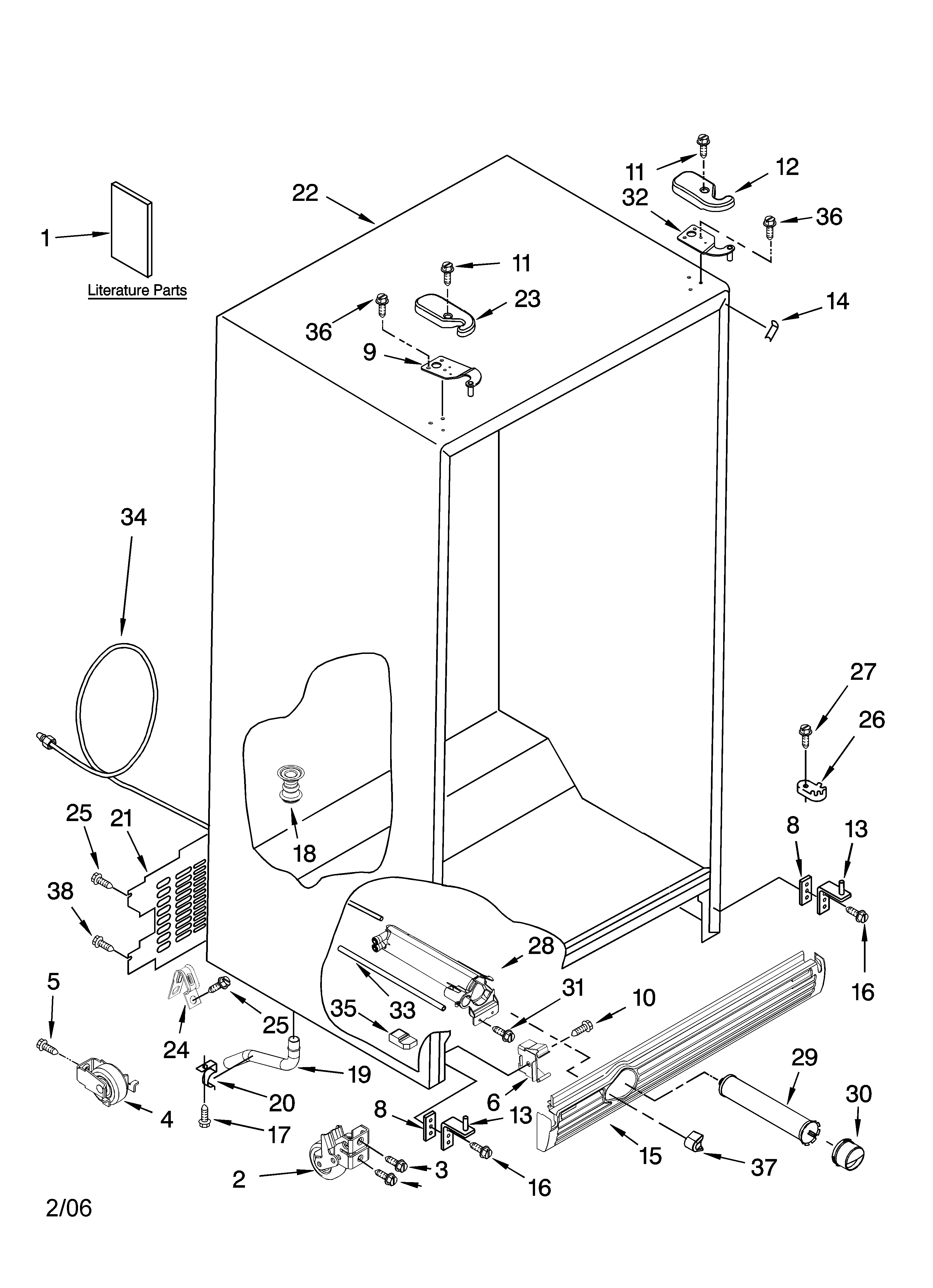 Kenmore 10657066600 cabinet parts diagram