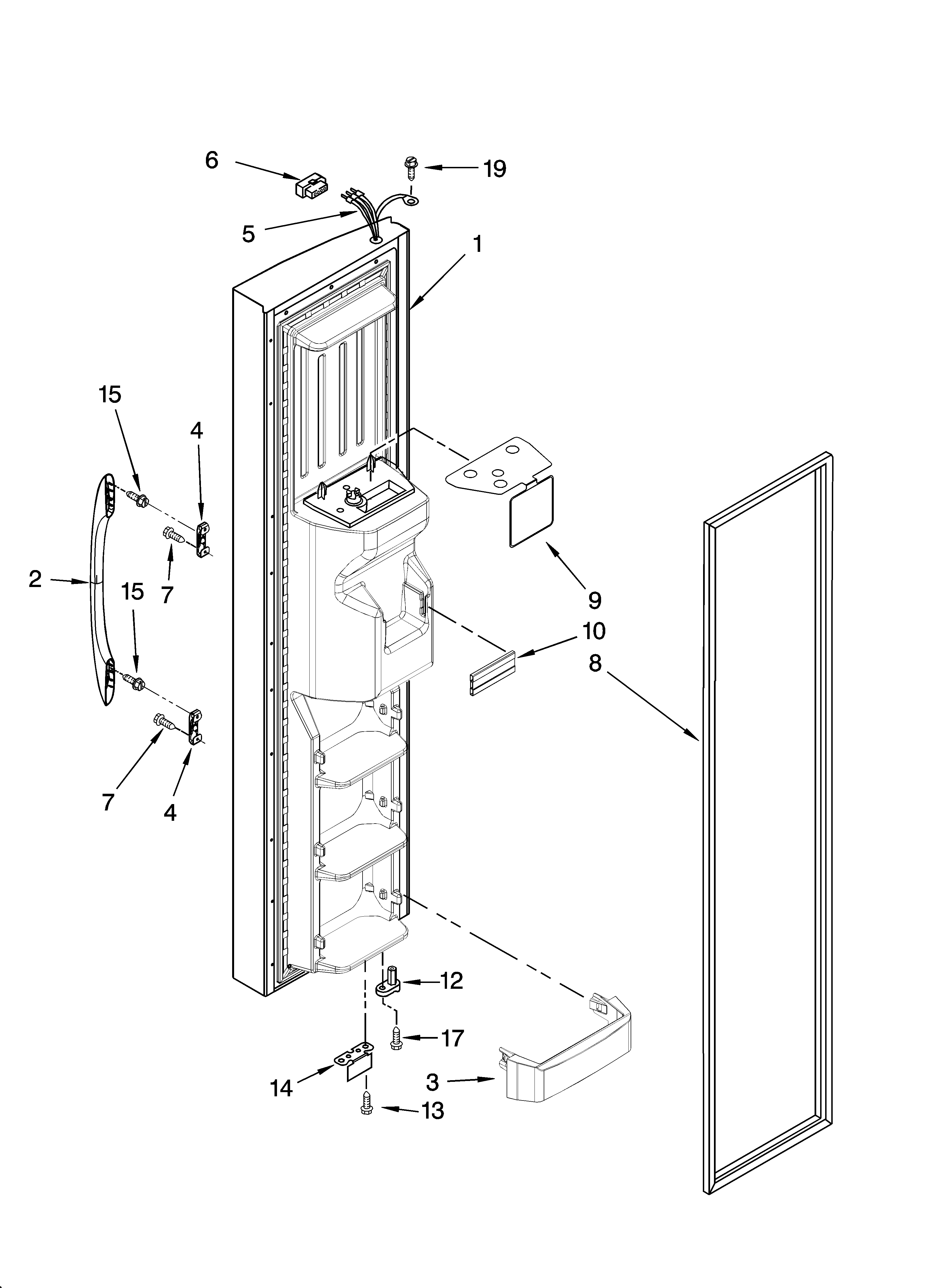 Kenmore 10657066600 freezer door parts diagram