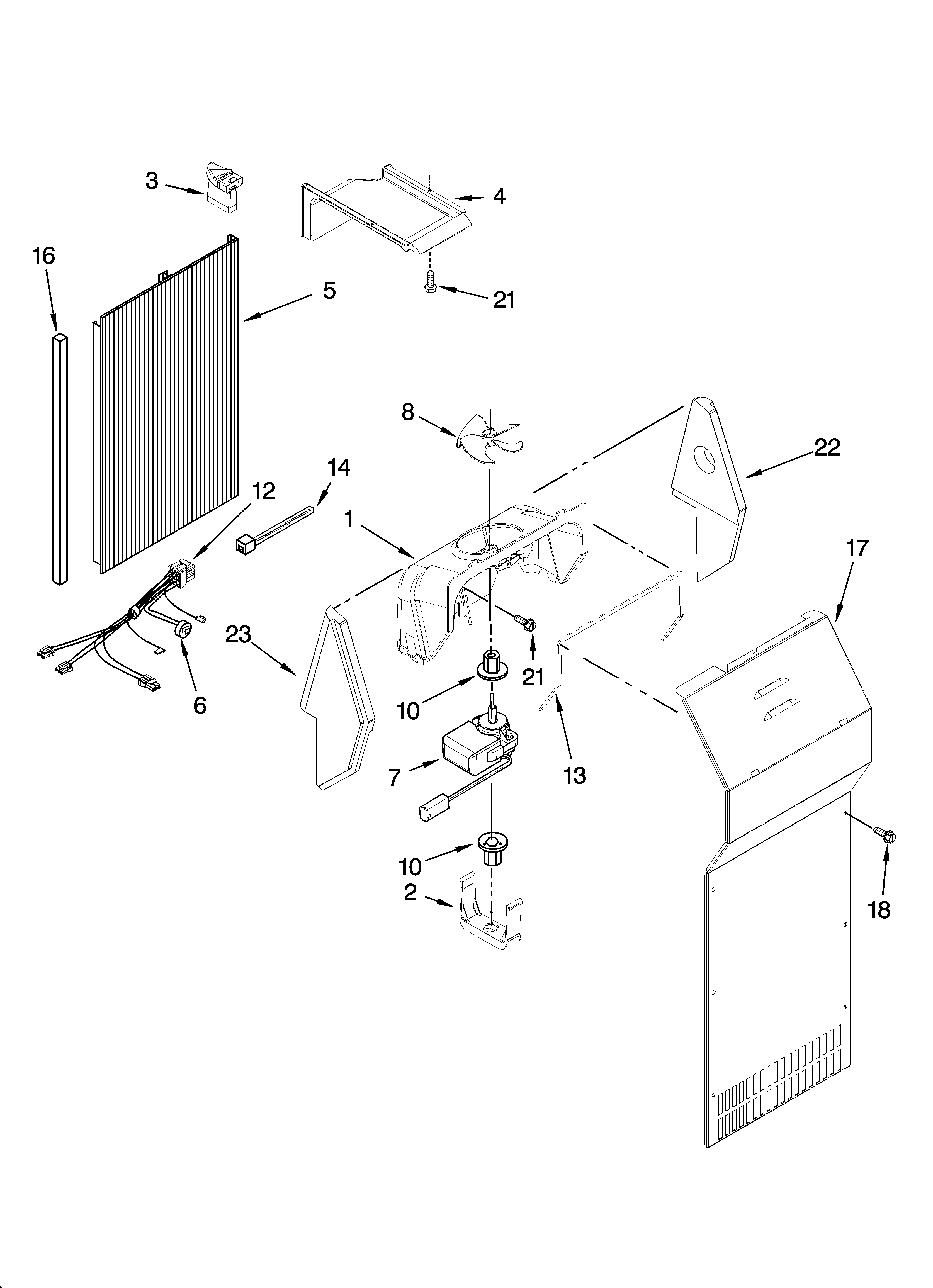 Kenmore 10657066600 air flow parts diagram