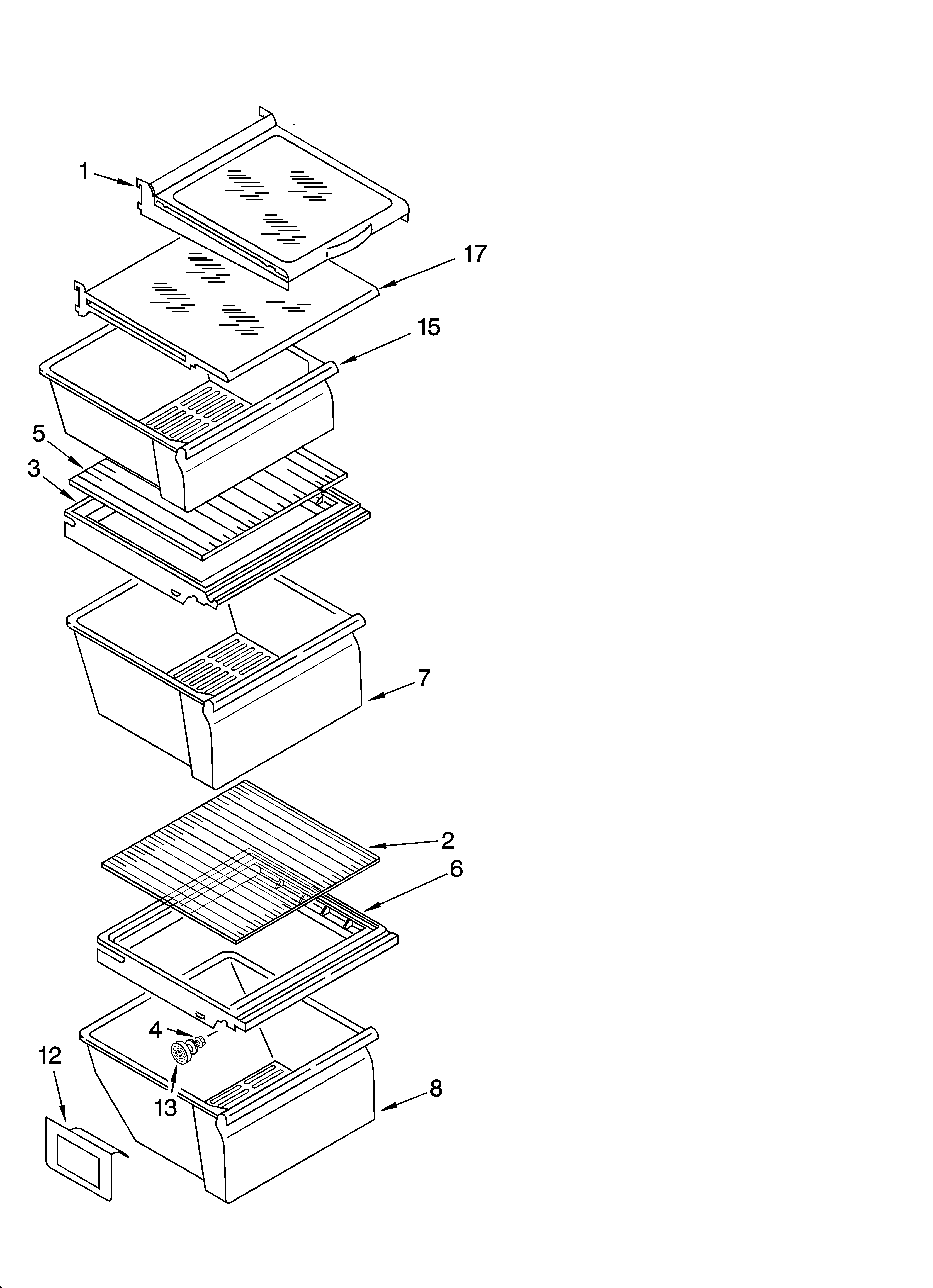 Kenmore 10657202600 refrigerator shelf parts diagram