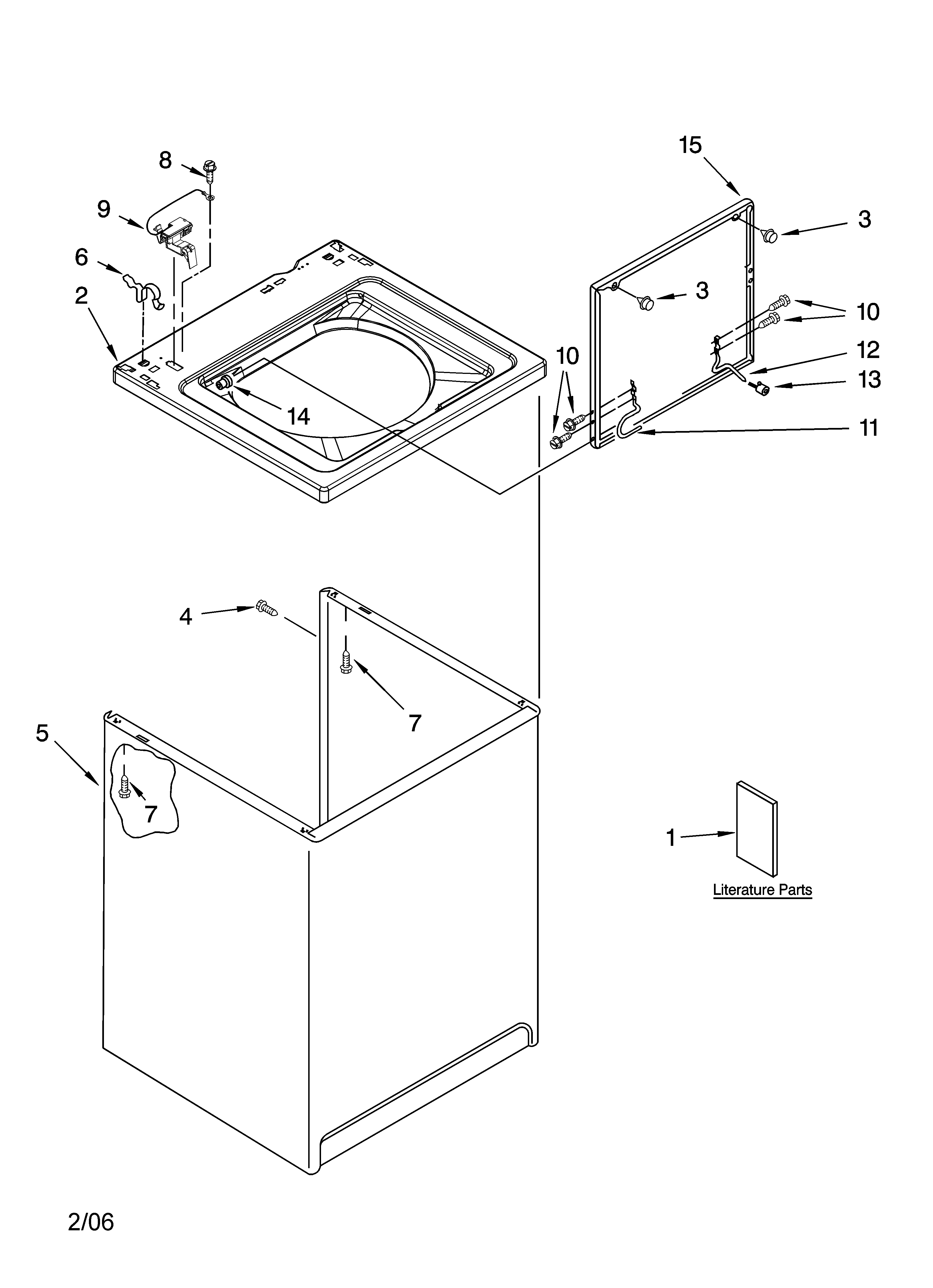 Kenmore 11016212503 top and cabinet parts diagram