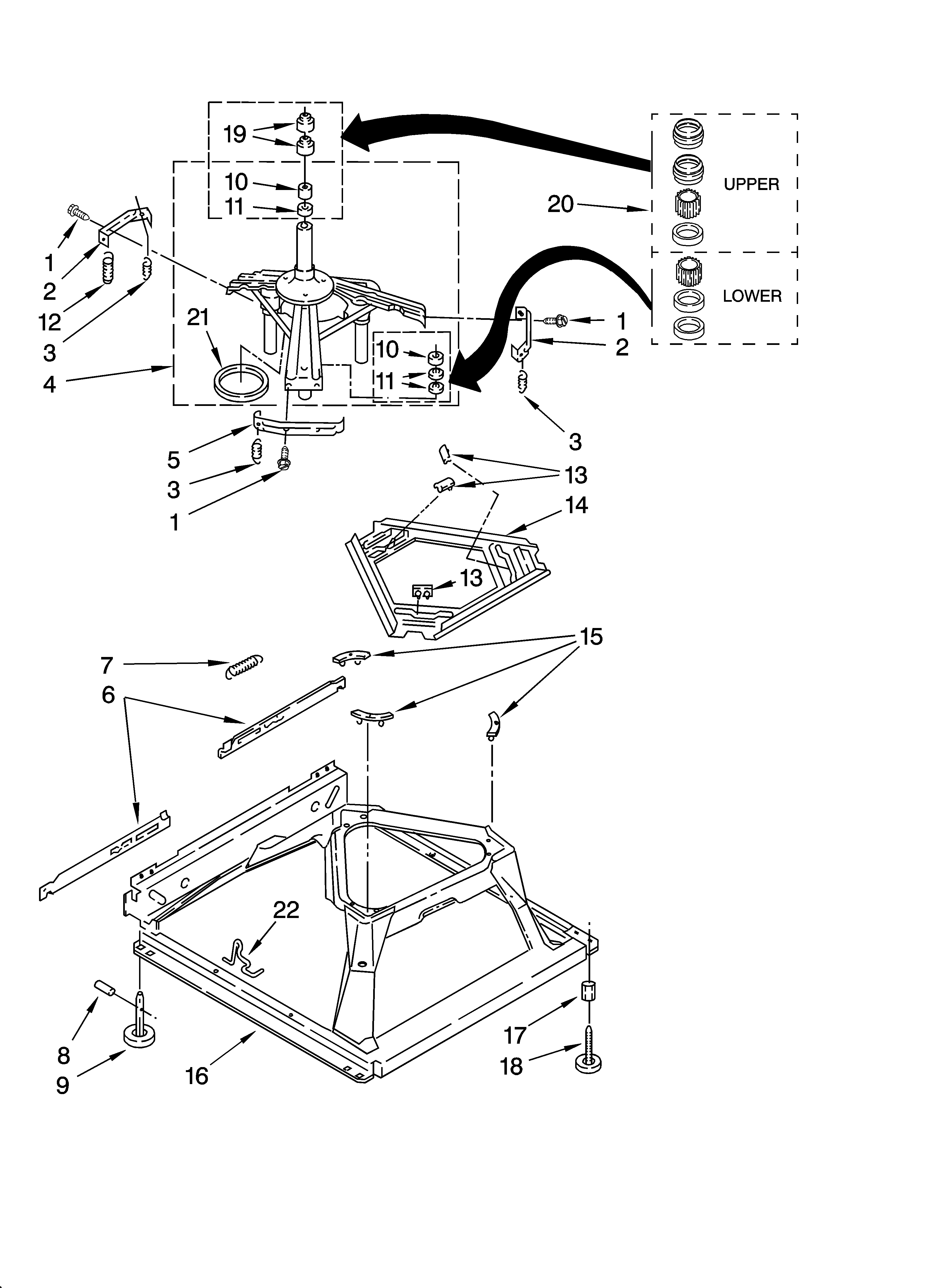 Kenmore 11016212503 machine base parts diagram