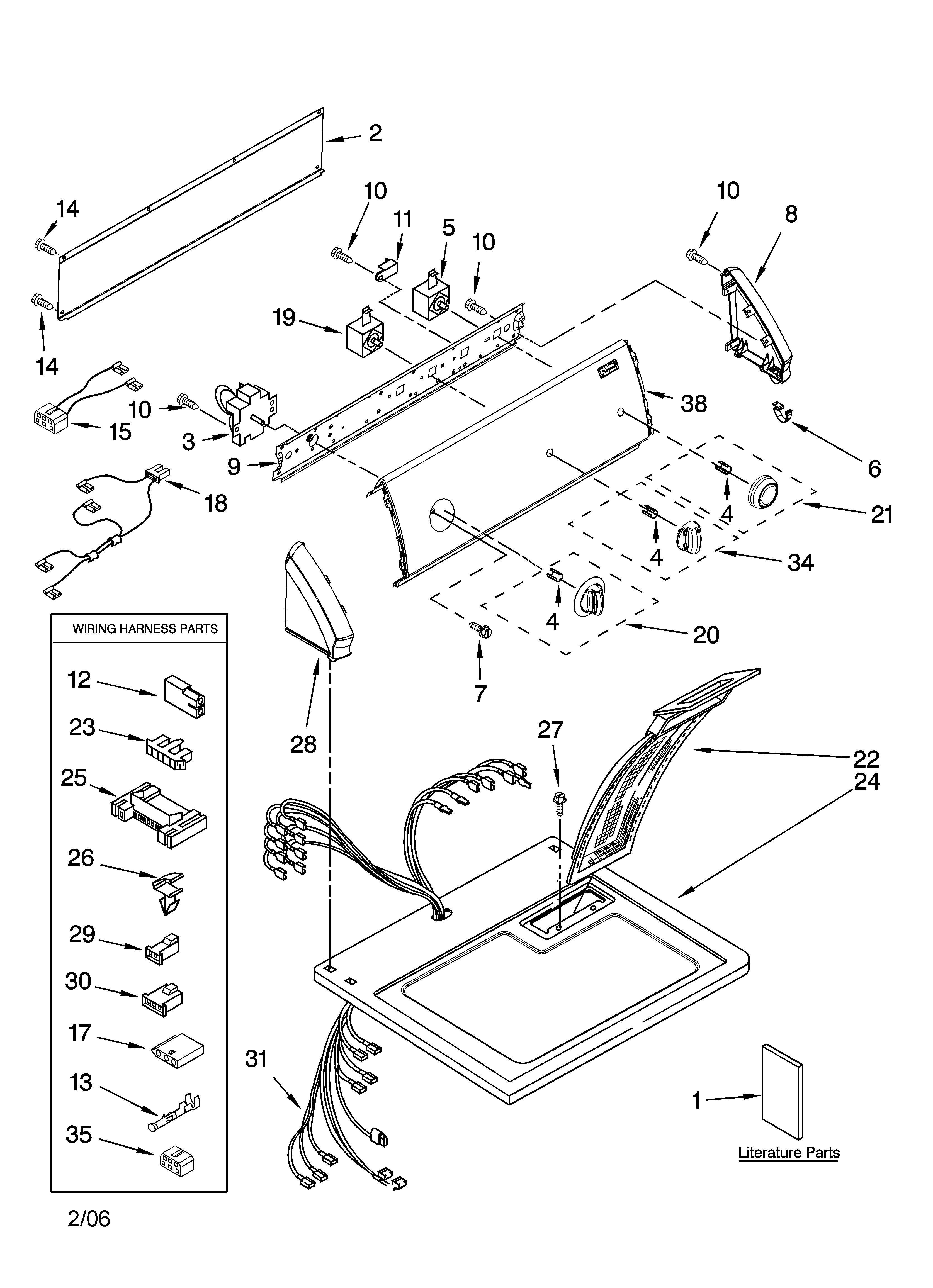 Kenmore 11076742501 top and console parts diagram