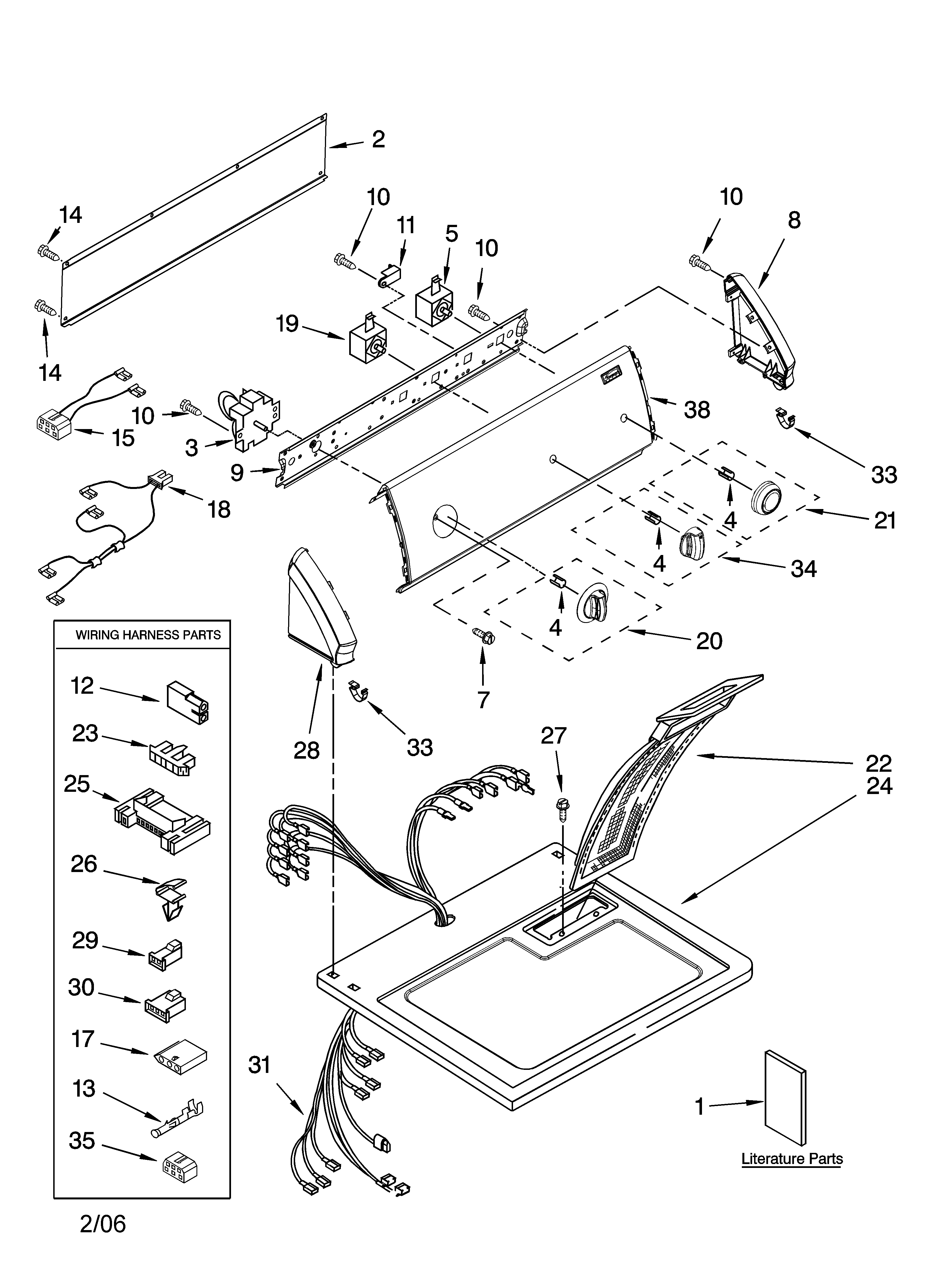 Kenmore 11076752501 top and console parts diagram