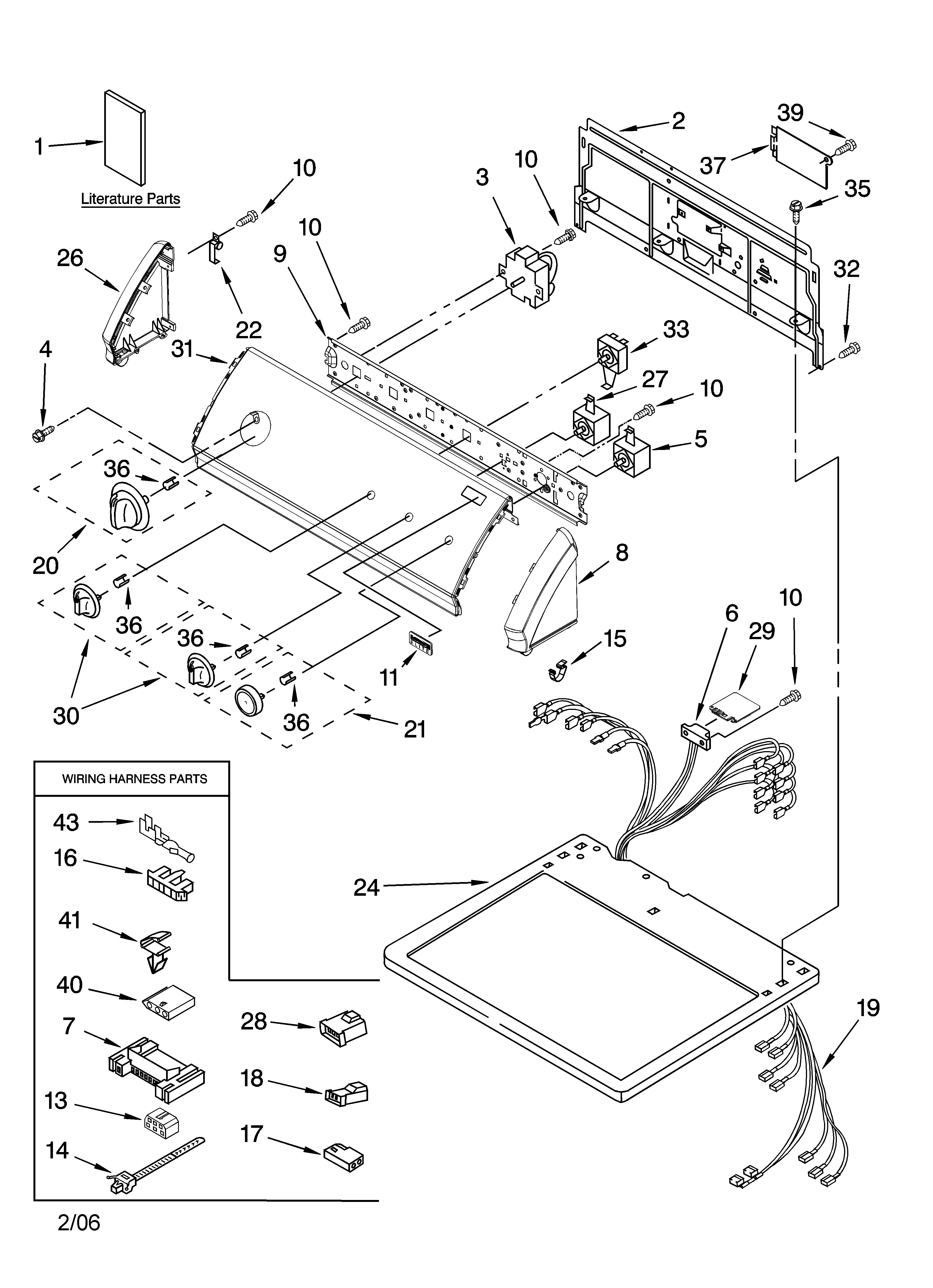 Kenmore 11076922502 top and console parts diagram