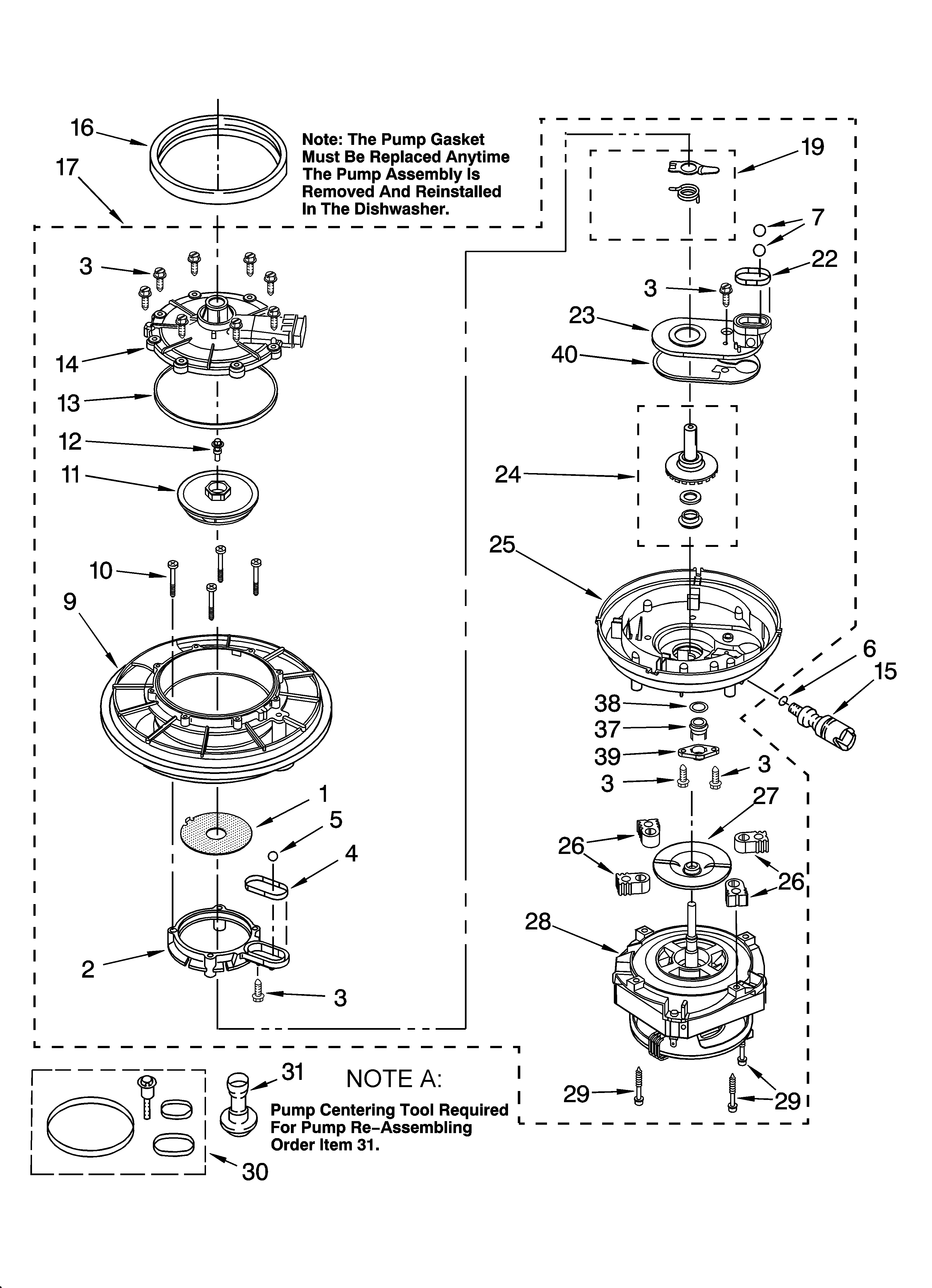 Kenmore 66517769K600 pump and motor parts diagram