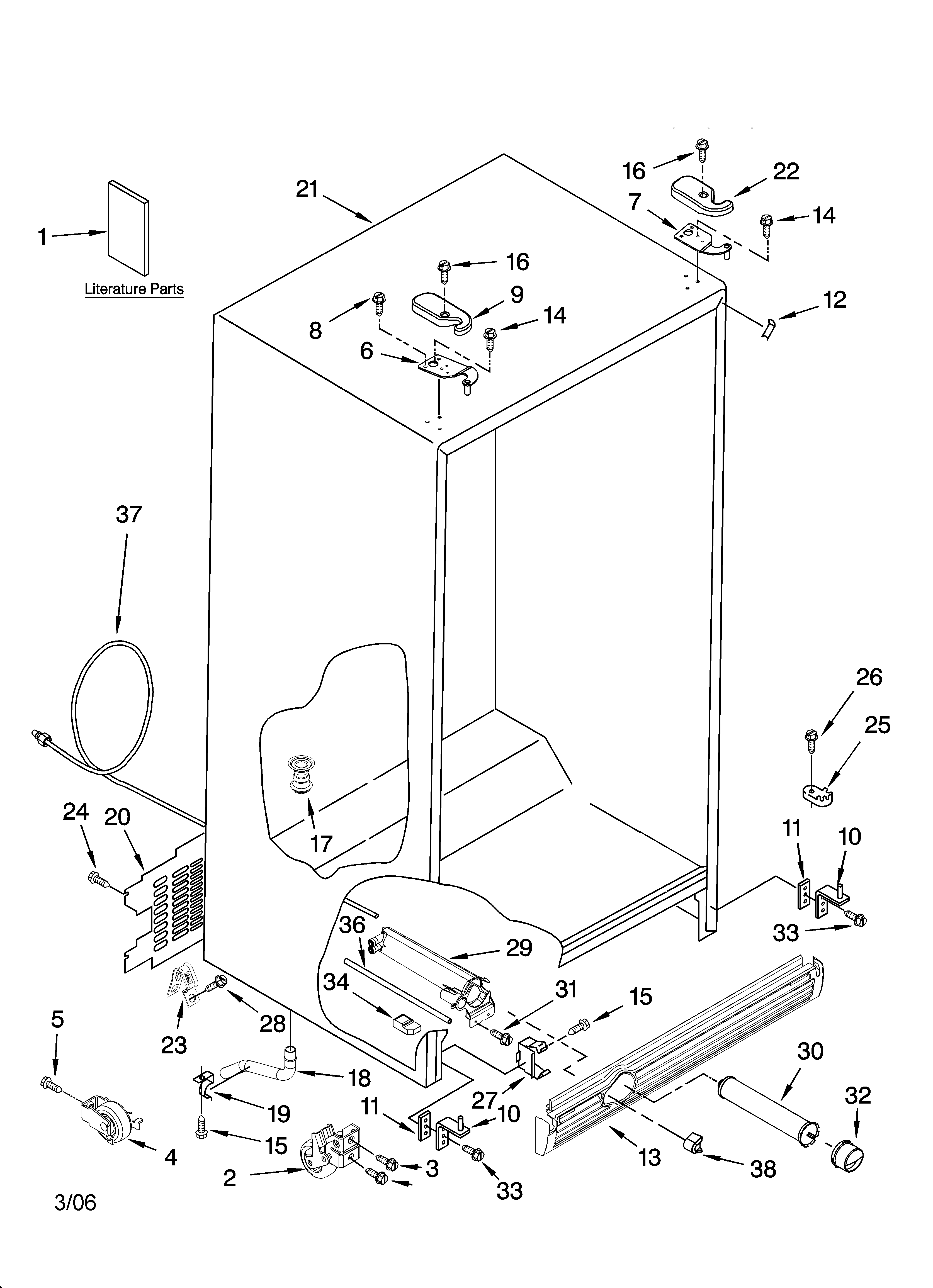 Kenmore 10656936600 cabinet parts diagram