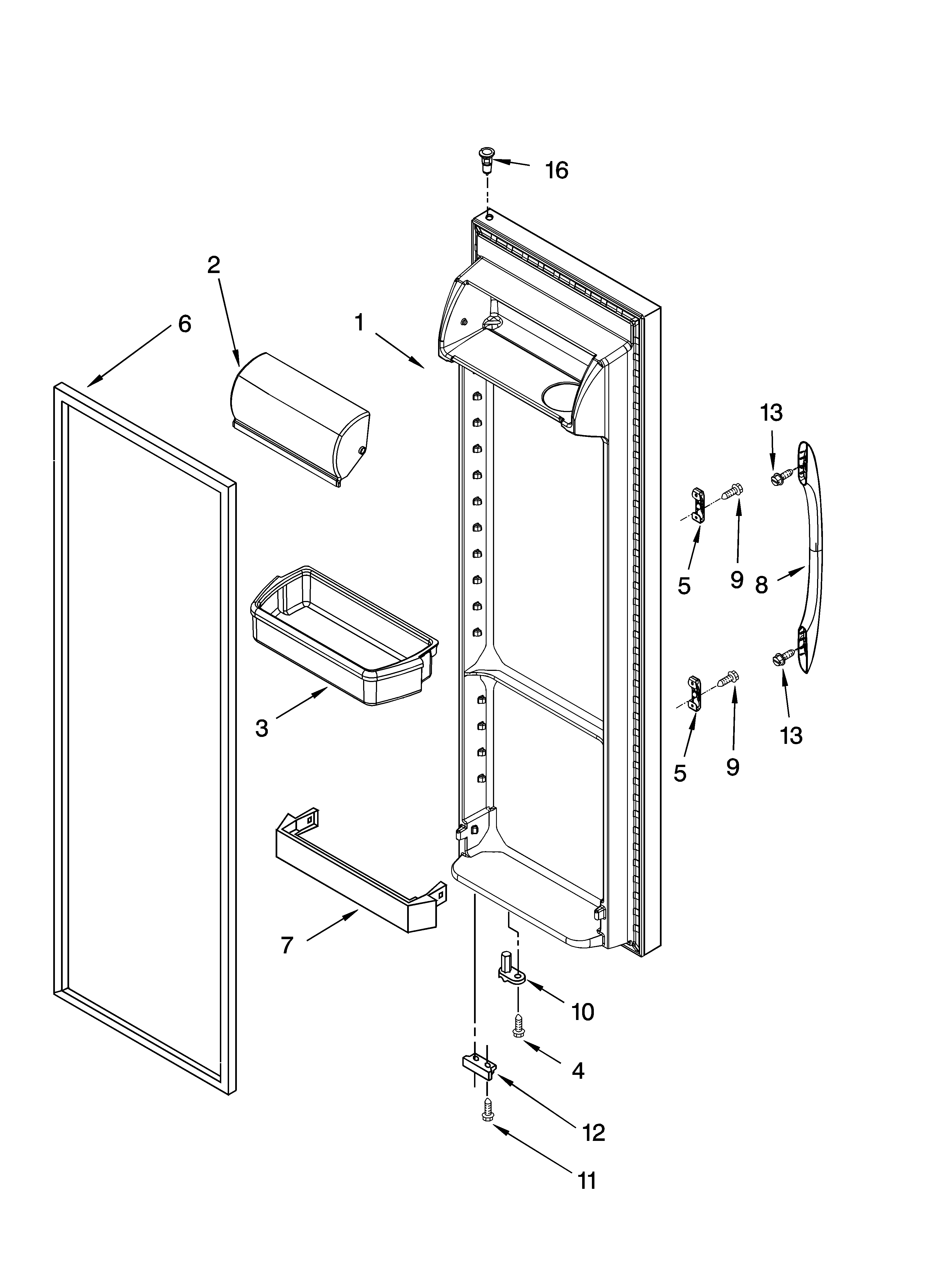 Kenmore 10656936600 refrigerator door parts diagram