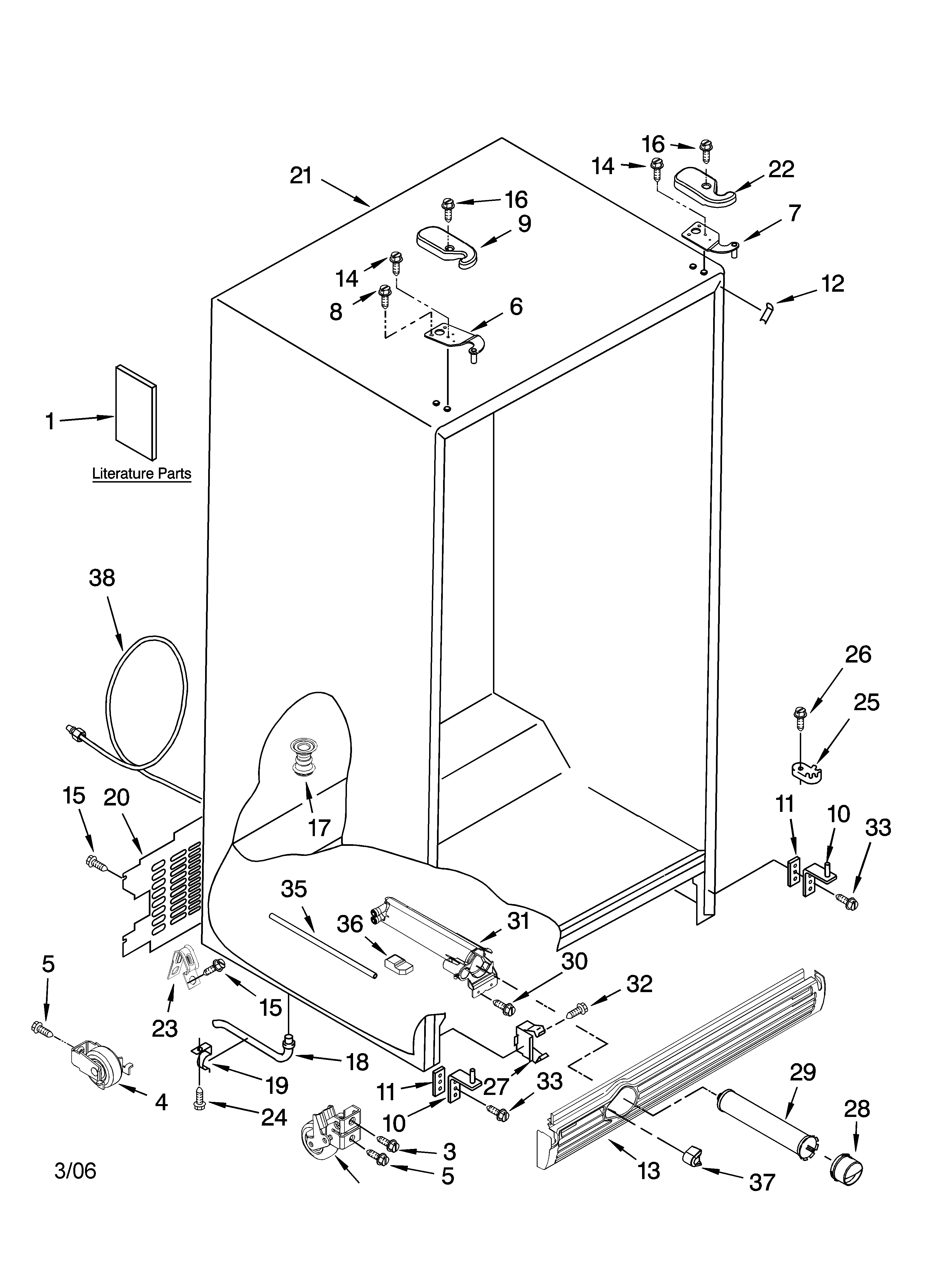 Kenmore 10656983600 cabinet parts diagram