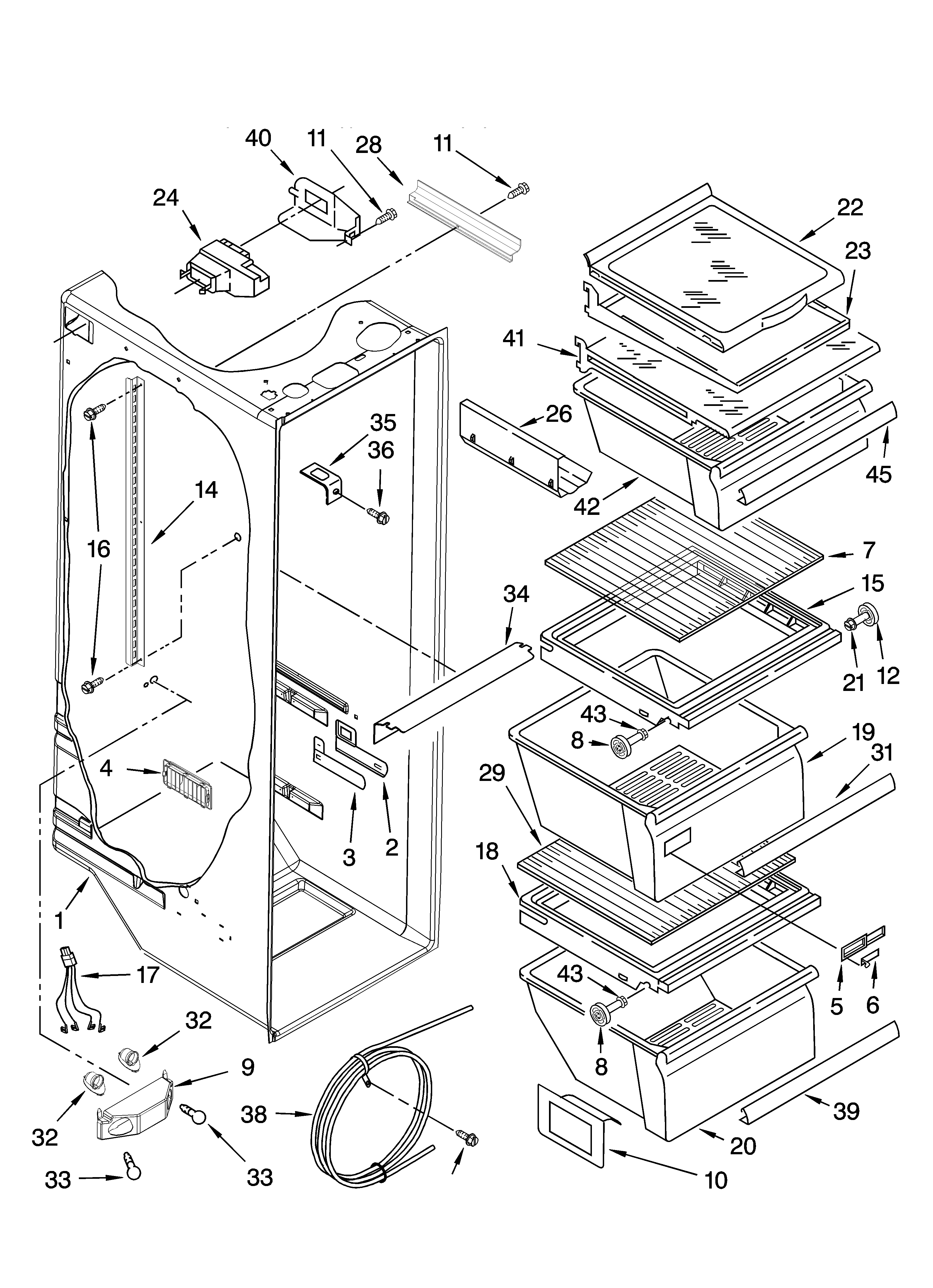 Kenmore 10656983600 refrigerator liner parts diagram