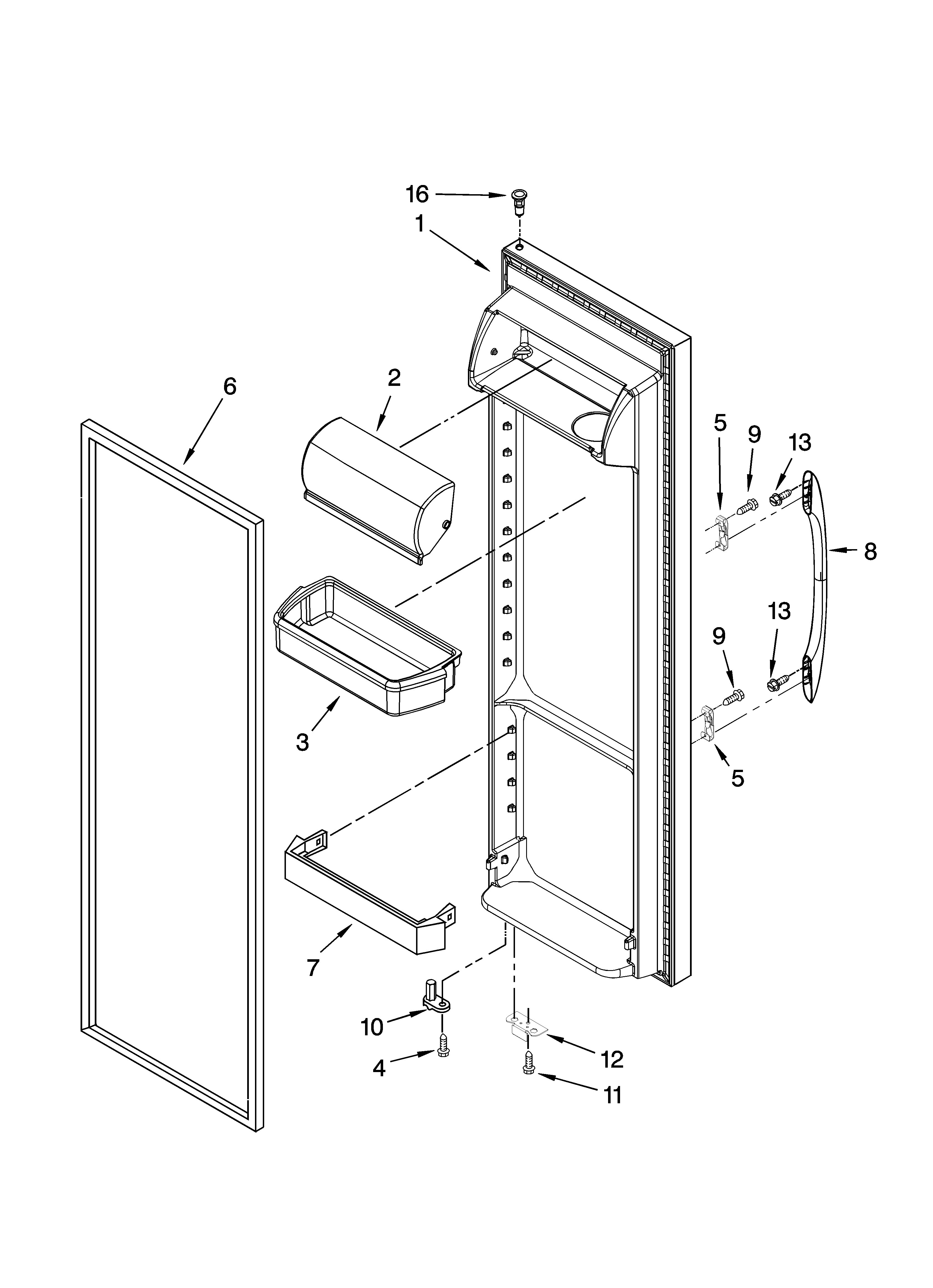 Kenmore 10656983600 refrigerator door parts diagram