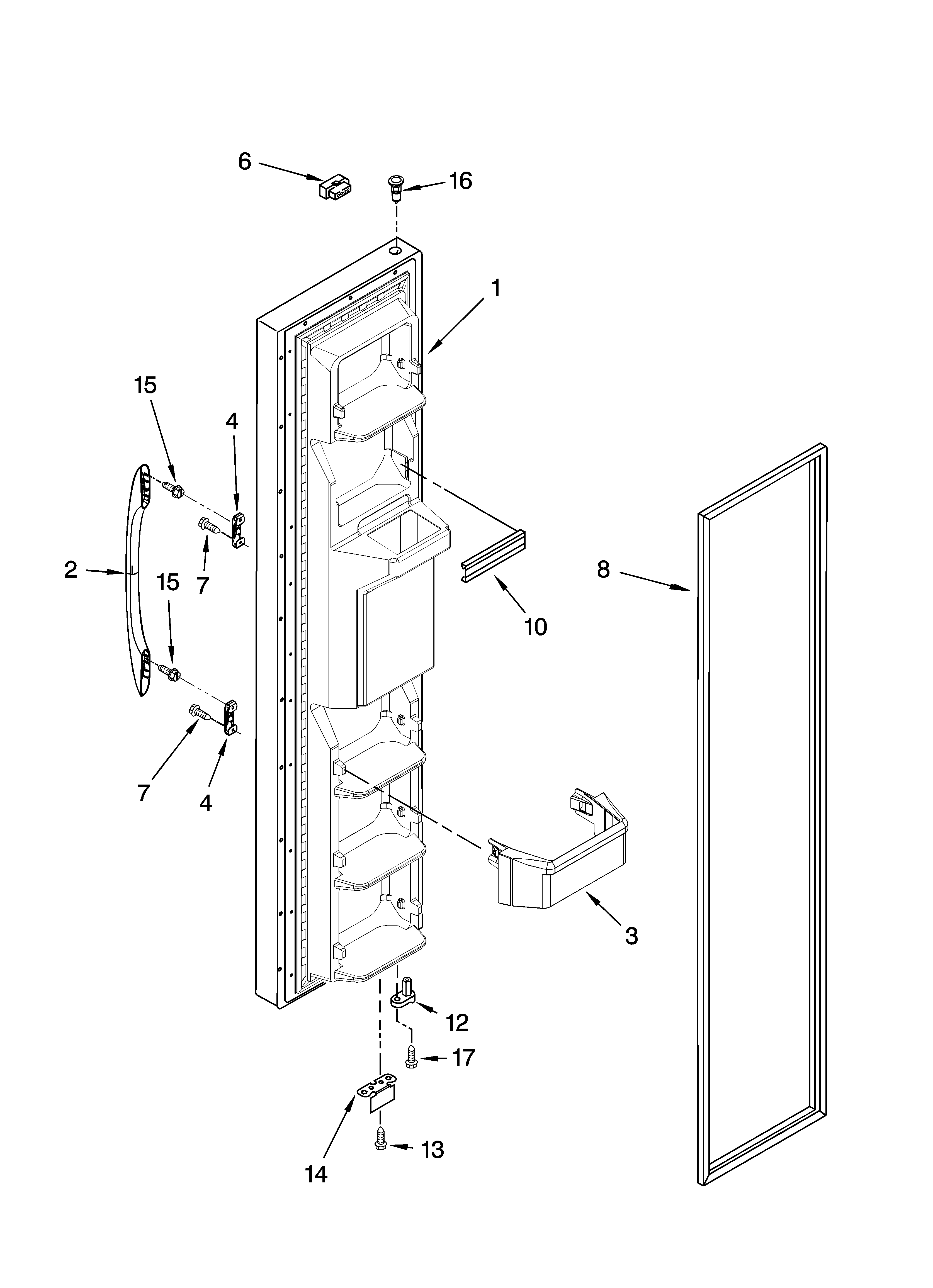 Kenmore 10656983600 freezer door parts diagram