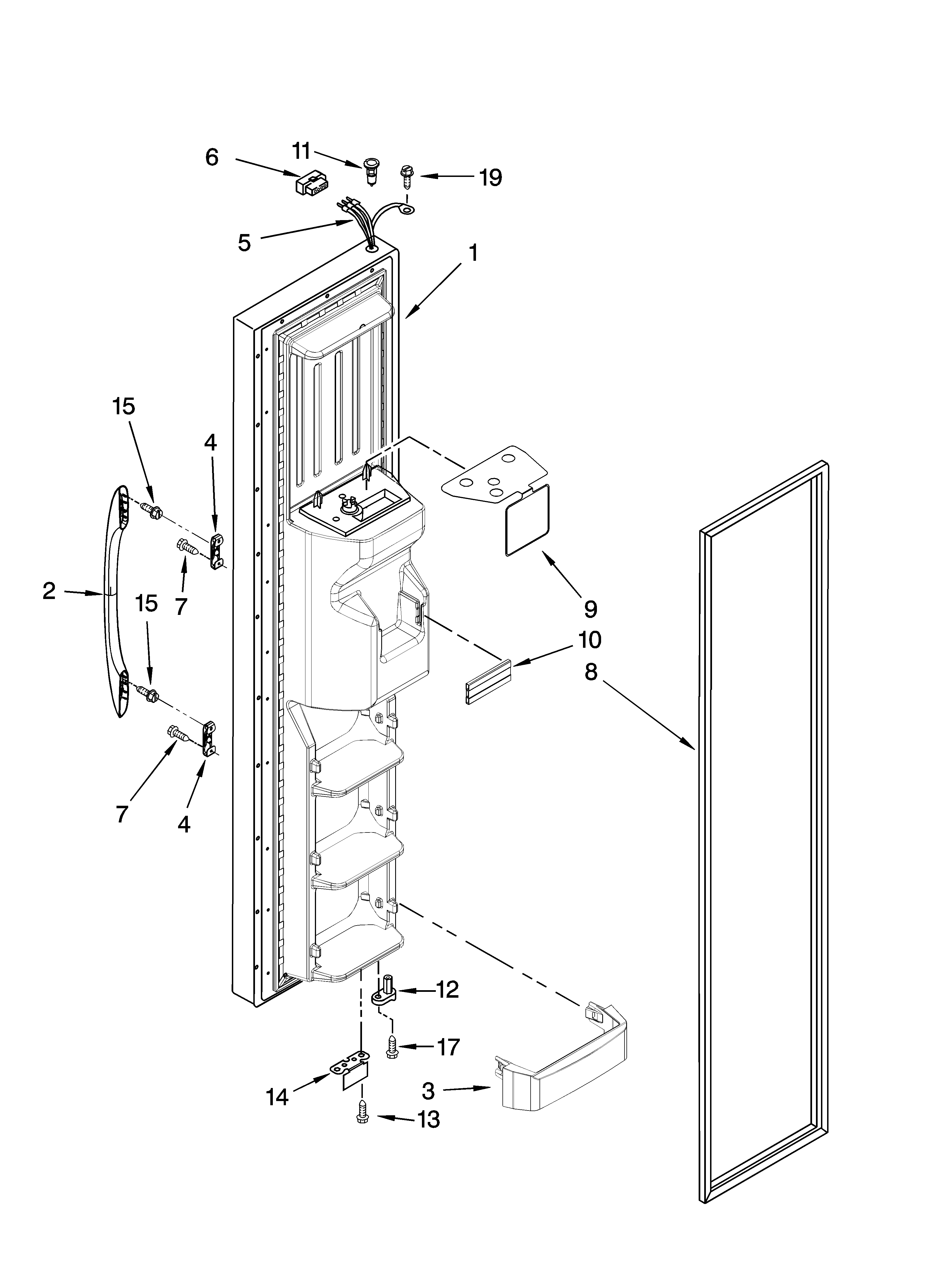 Kenmore 10657032600 freezer door parts diagram