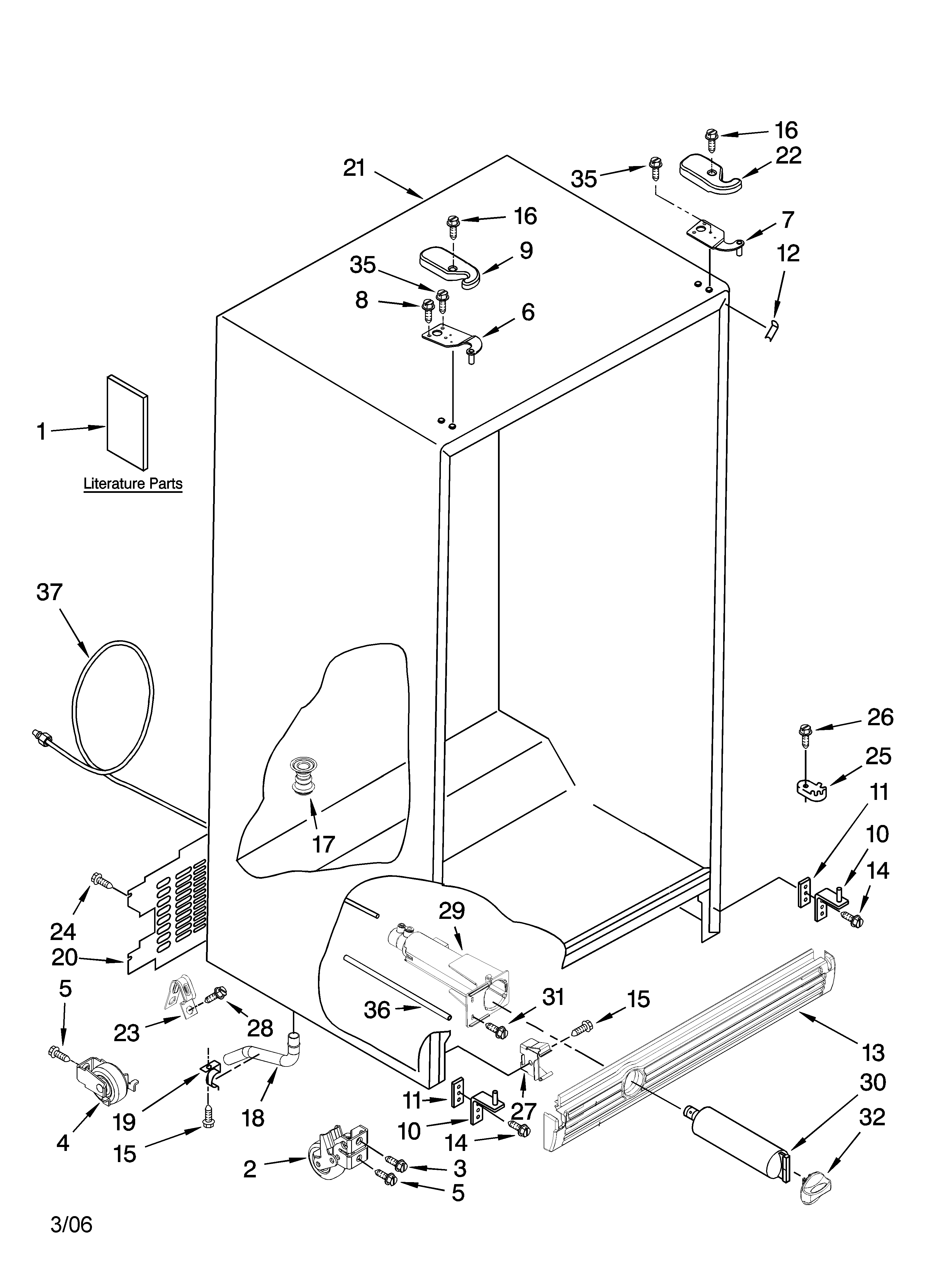 Kenmore 10657402600 cabinet parts diagram