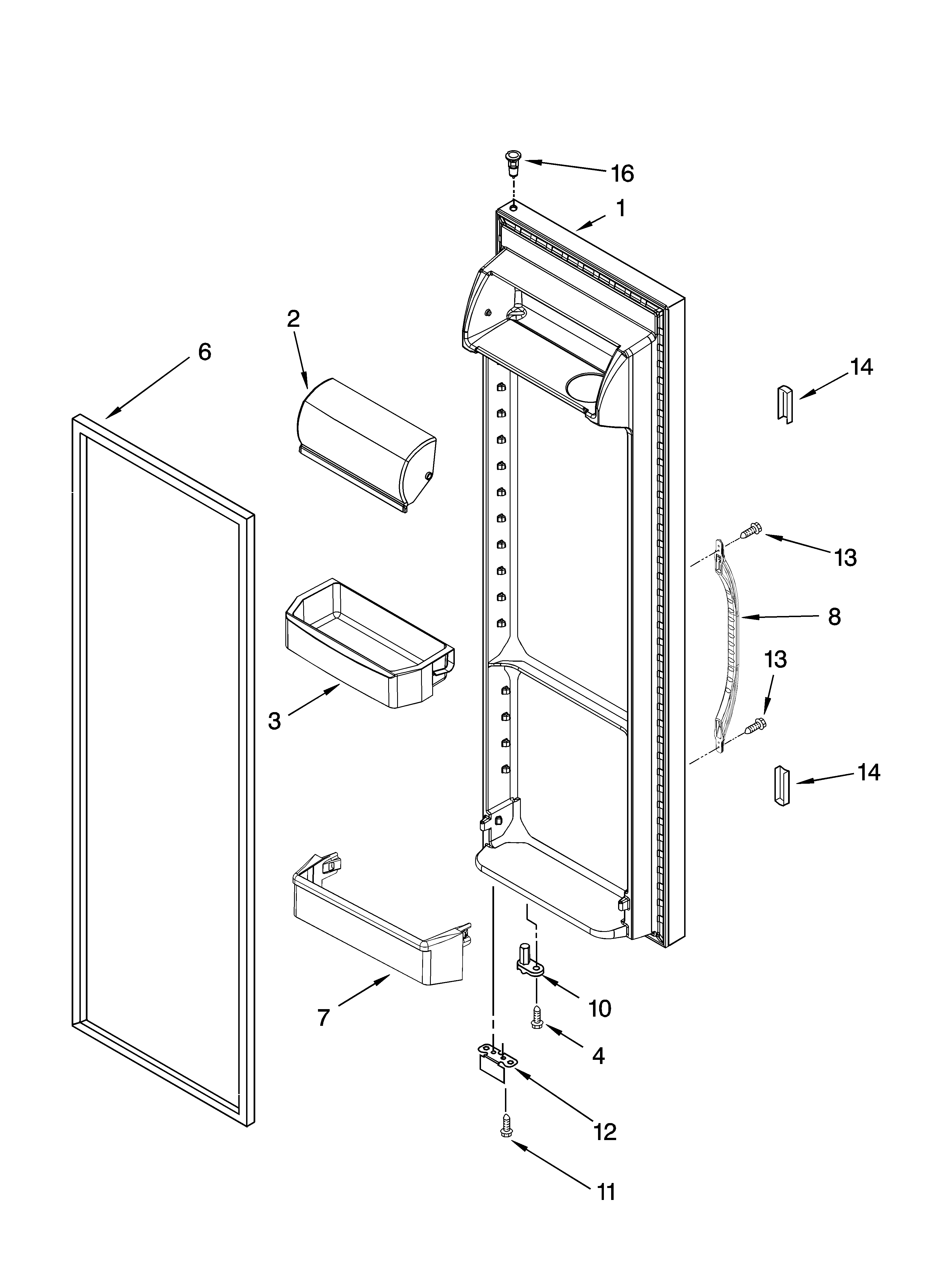 Kenmore 10657402600 refrigerator door parts diagram