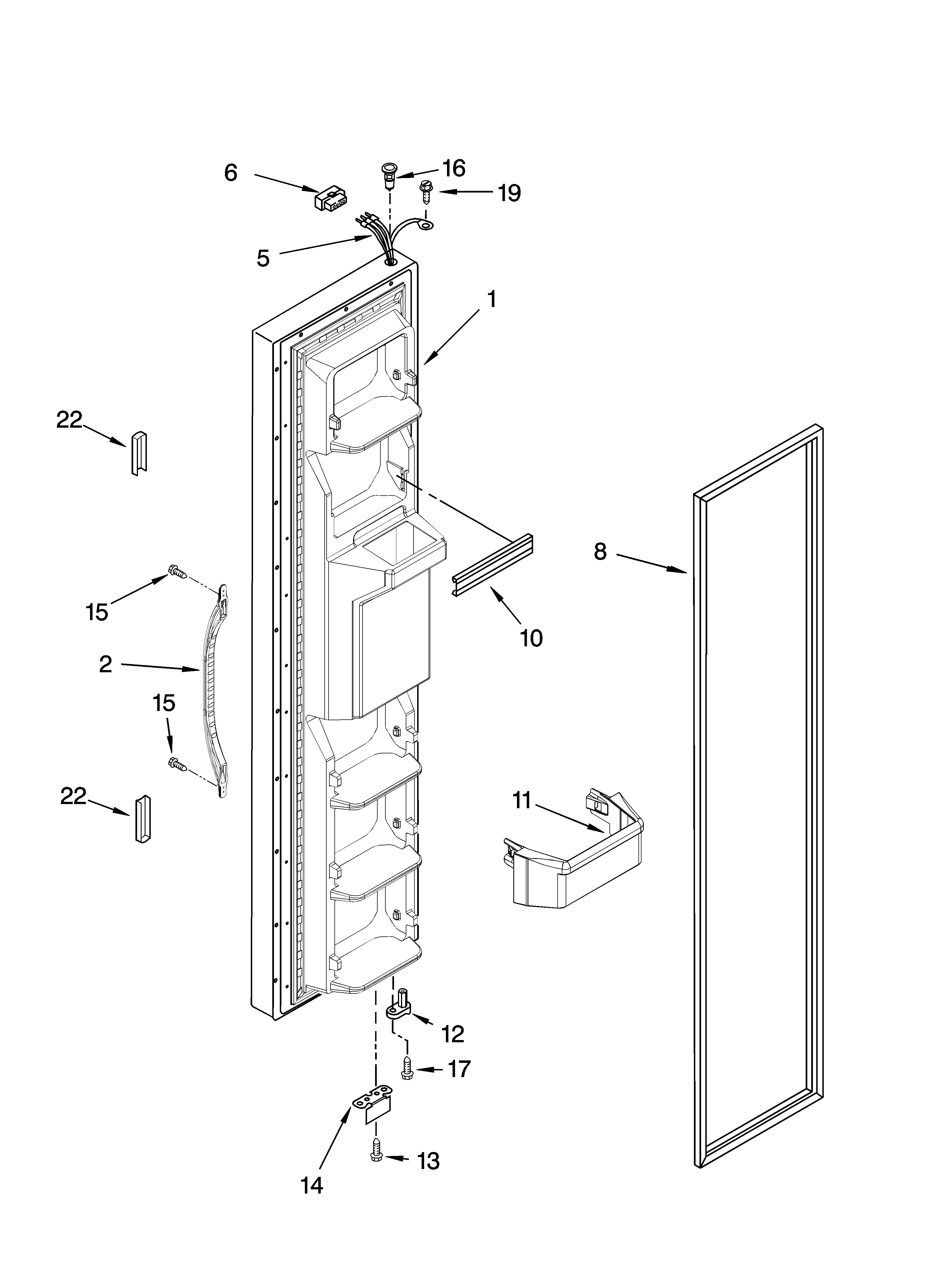 Kenmore 10657402600 freezer door parts diagram