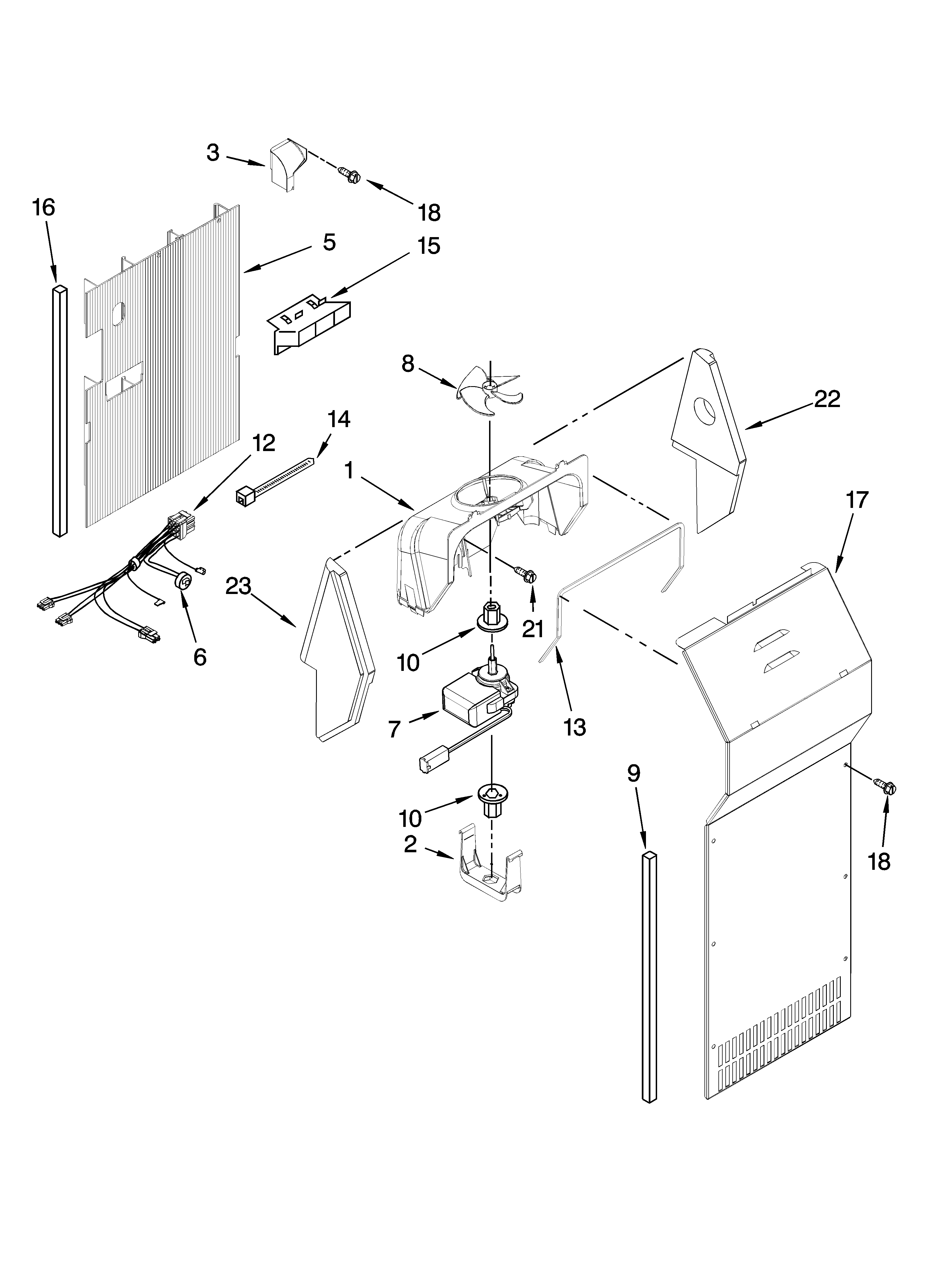 Kenmore 10657402600 air flow parts diagram