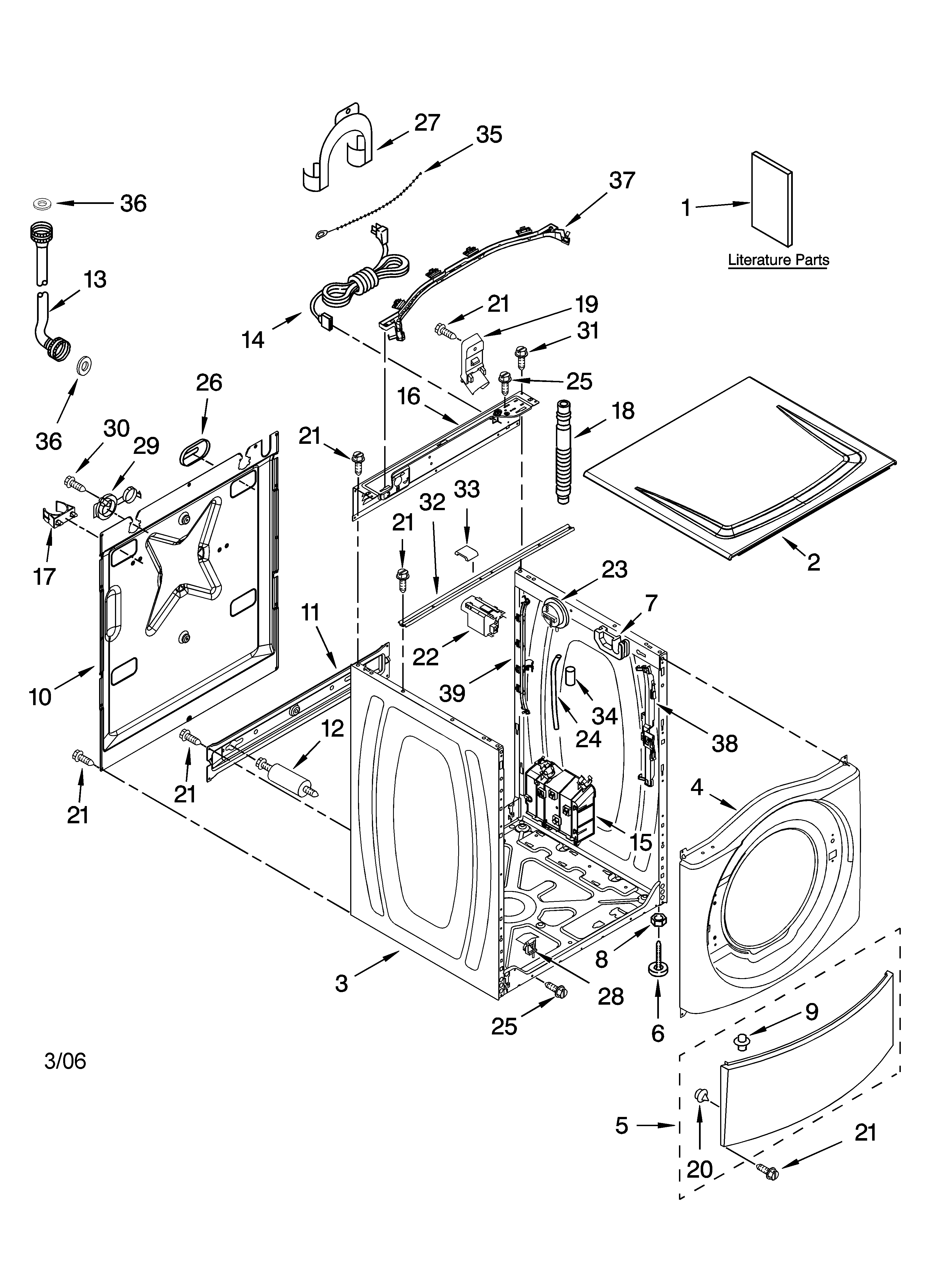 Kenmore 11047532600 top and cabinet parts diagram