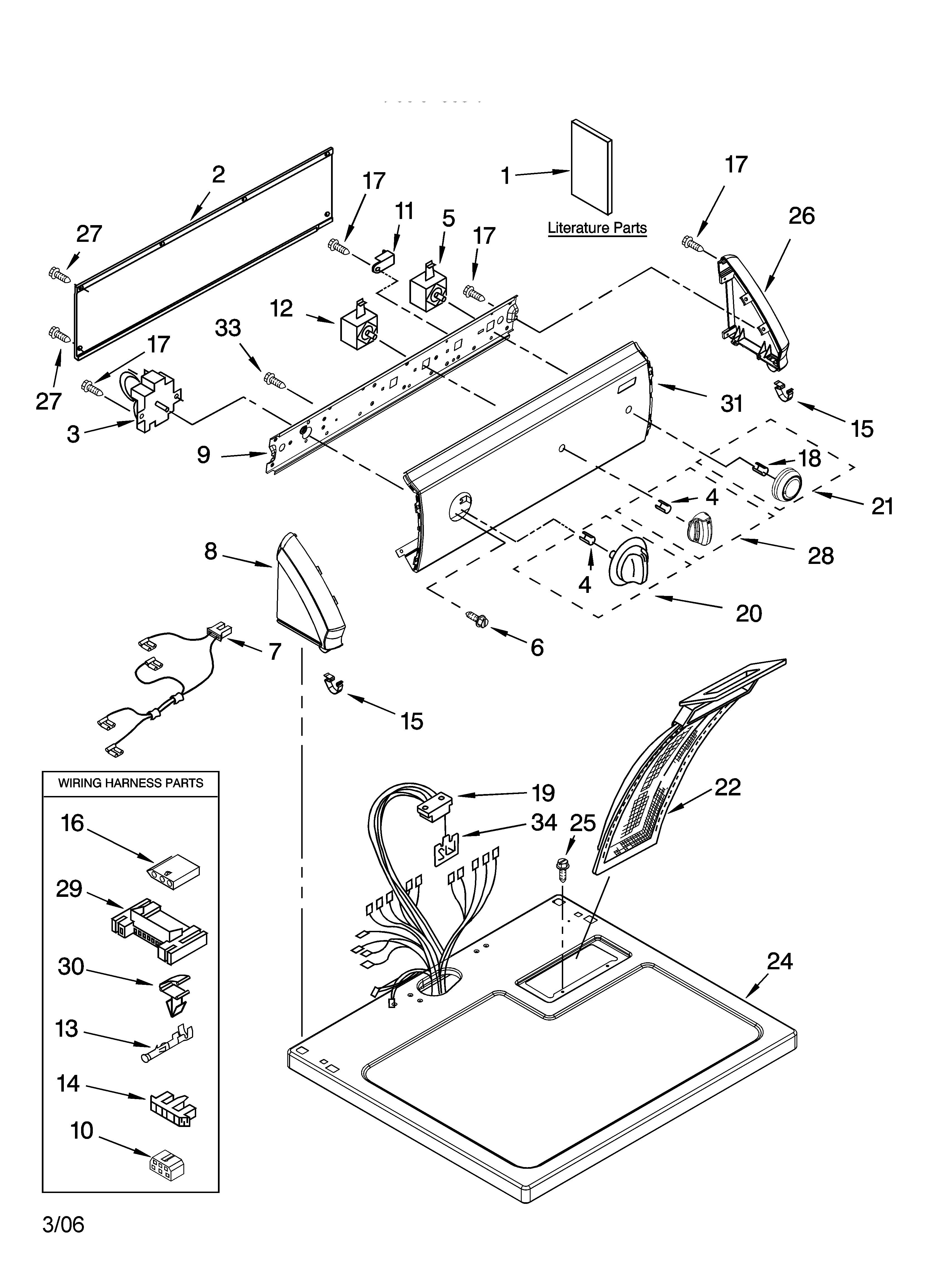 Kenmore 11066862501 top and console parts diagram