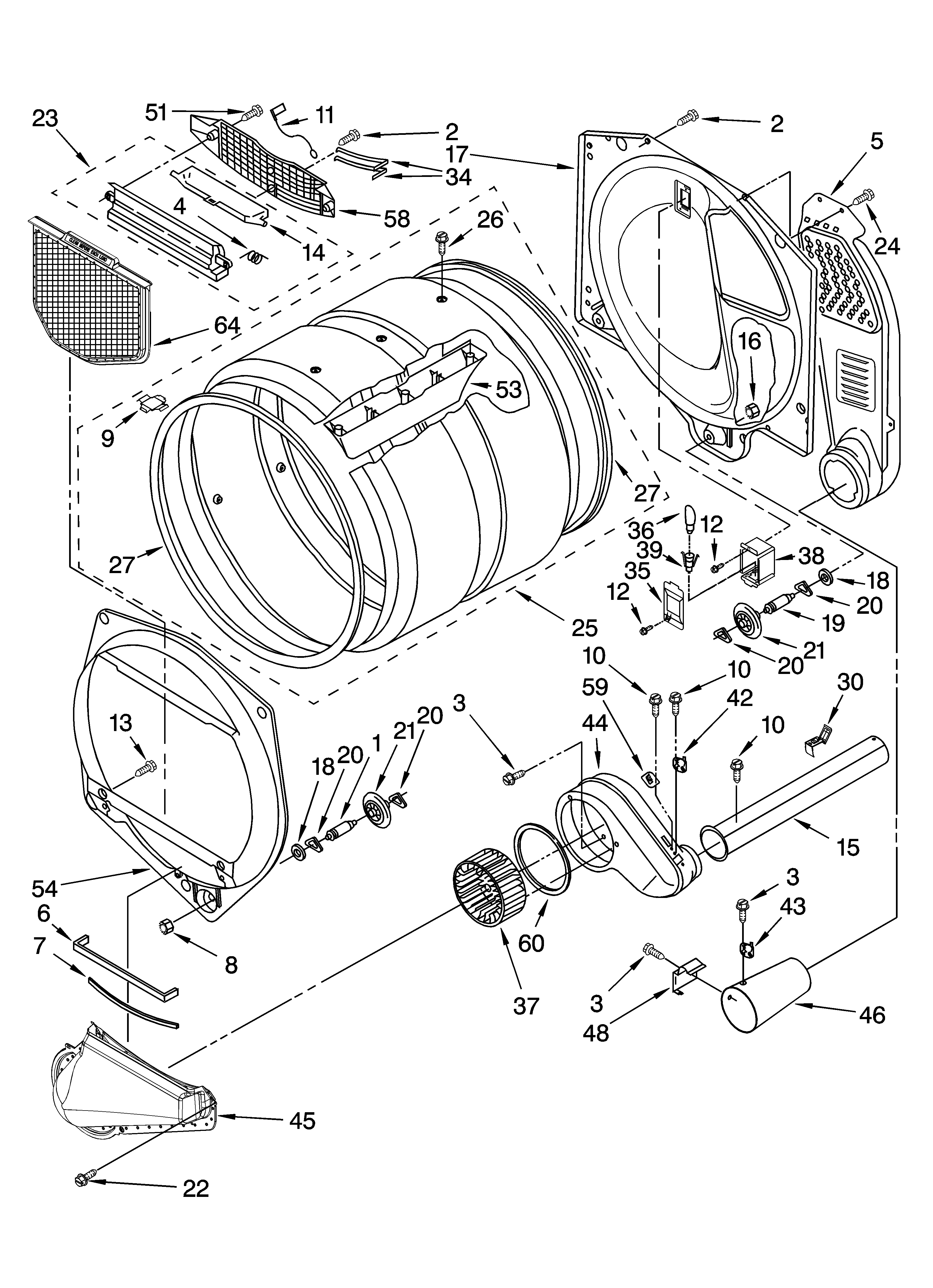 Kenmore Elite 11076972502 bulkhead parts diagram