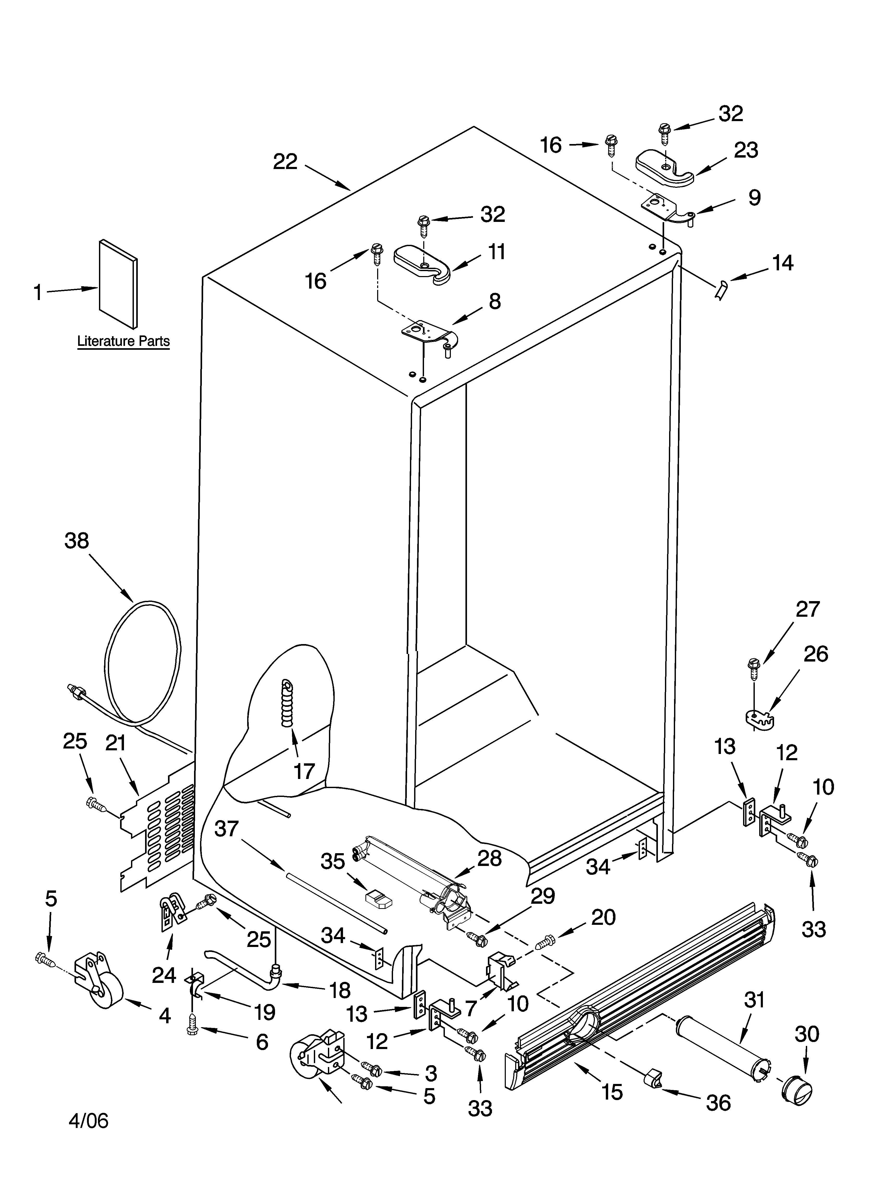 Kenmore 10656382500 cabinet parts diagram