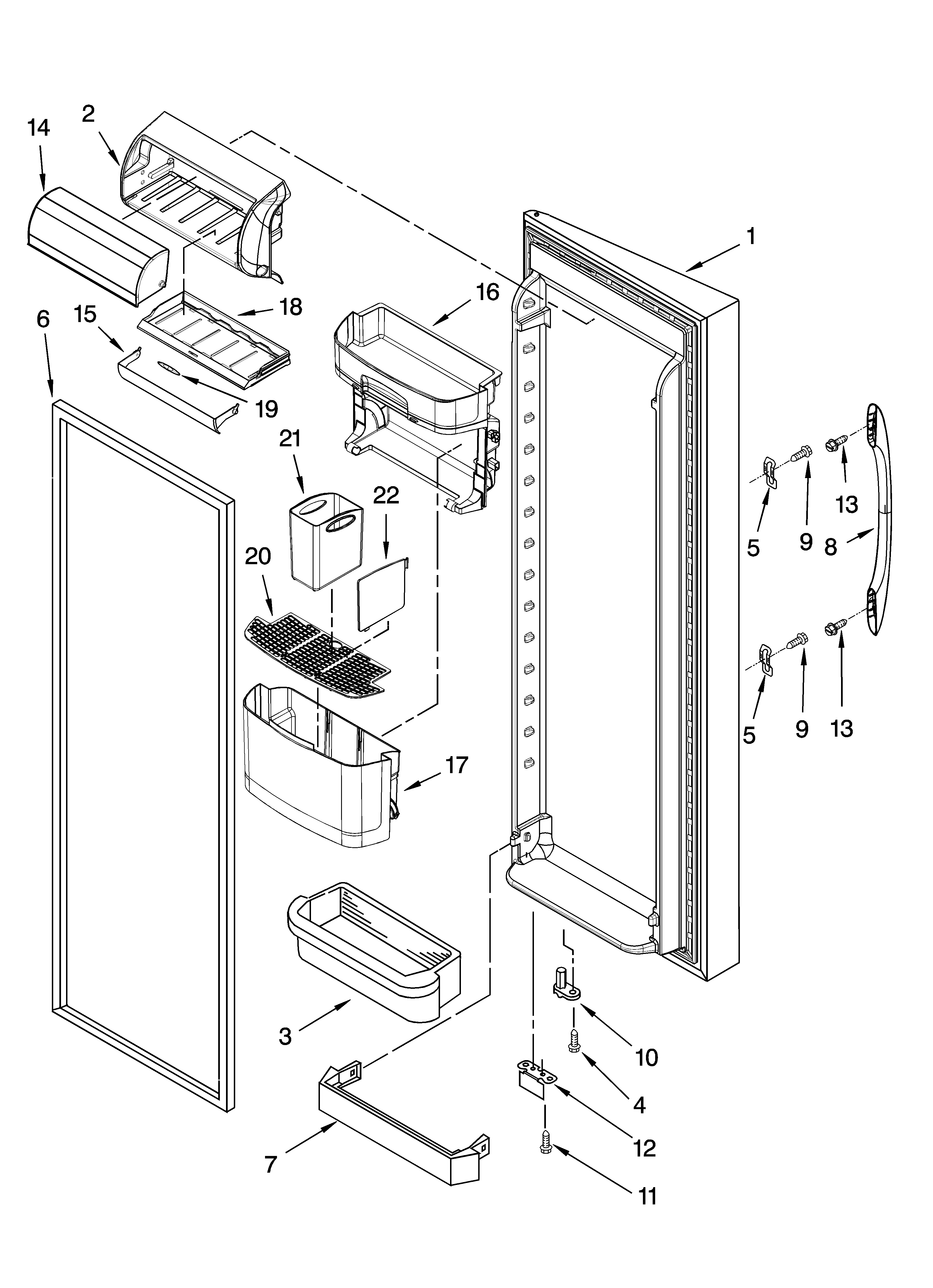 Kenmore 10656382500 refrigerator door parts diagram