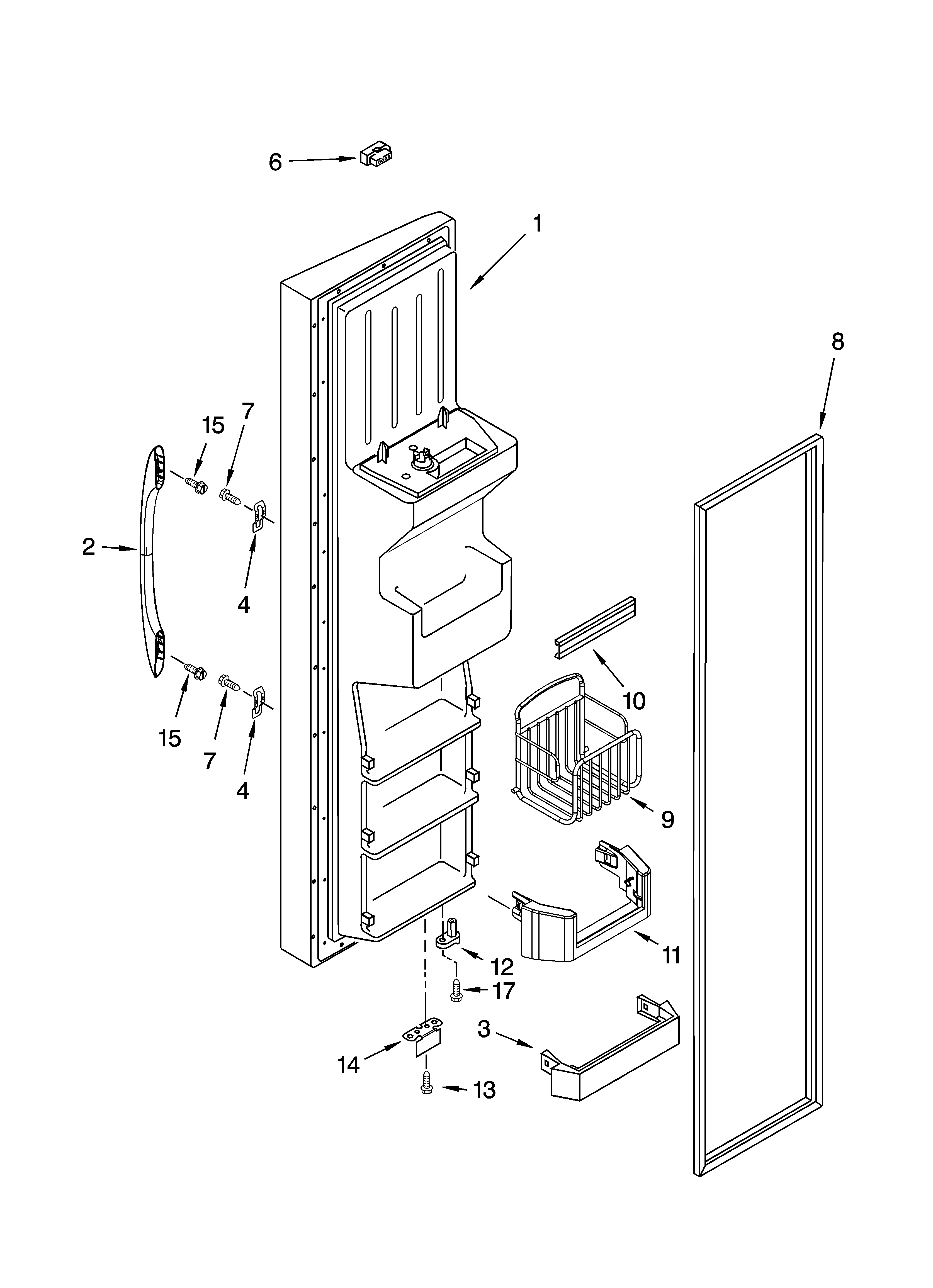 Kenmore 10656382500 freezer door parts diagram