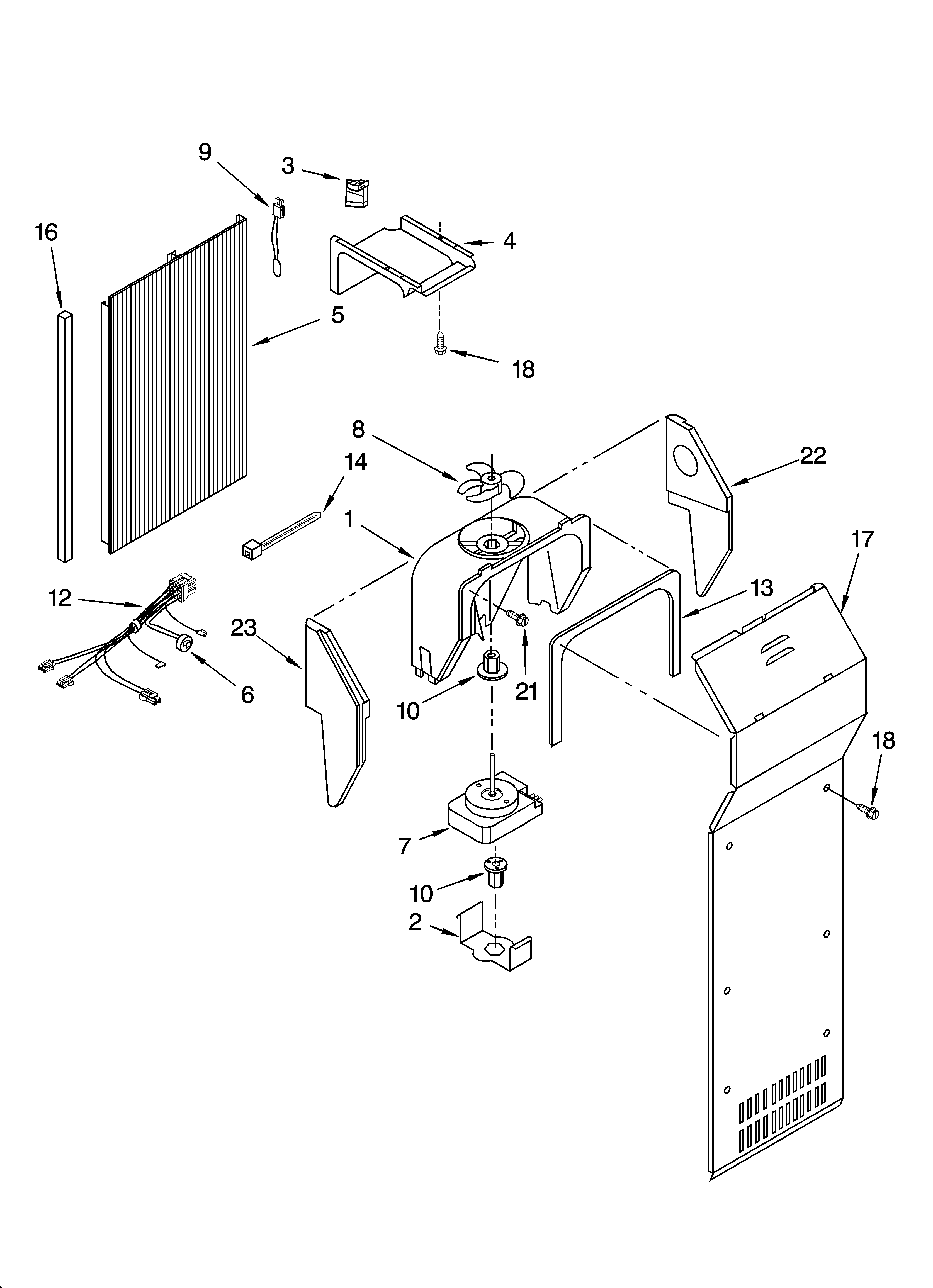 Kenmore 10656382500 air flow parts diagram