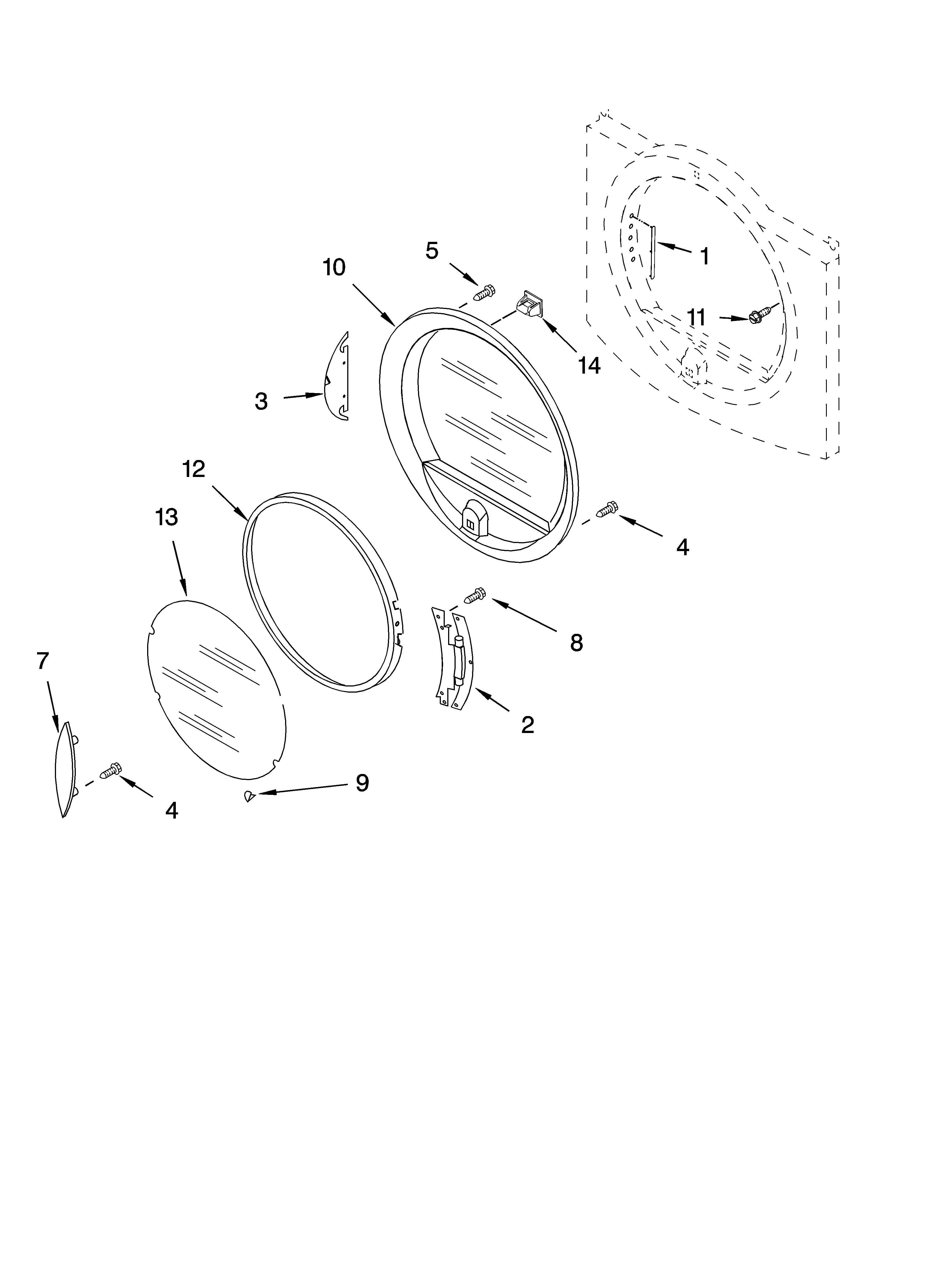 Kenmore Elite 11095866402 door parts, optional parts (not included) diagram