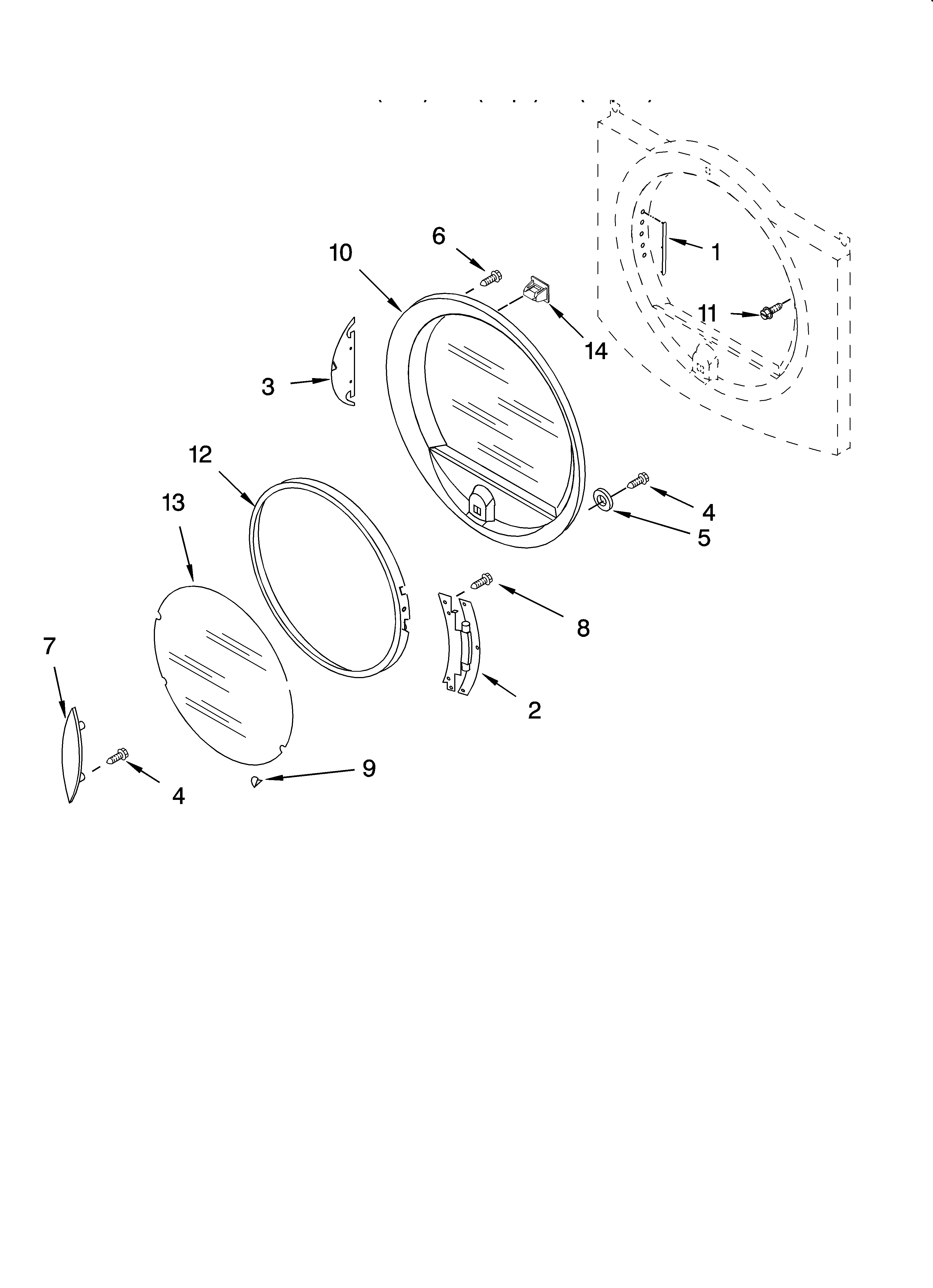 Kenmore Elite 11085872401 door parts, optional parts (not included) diagram